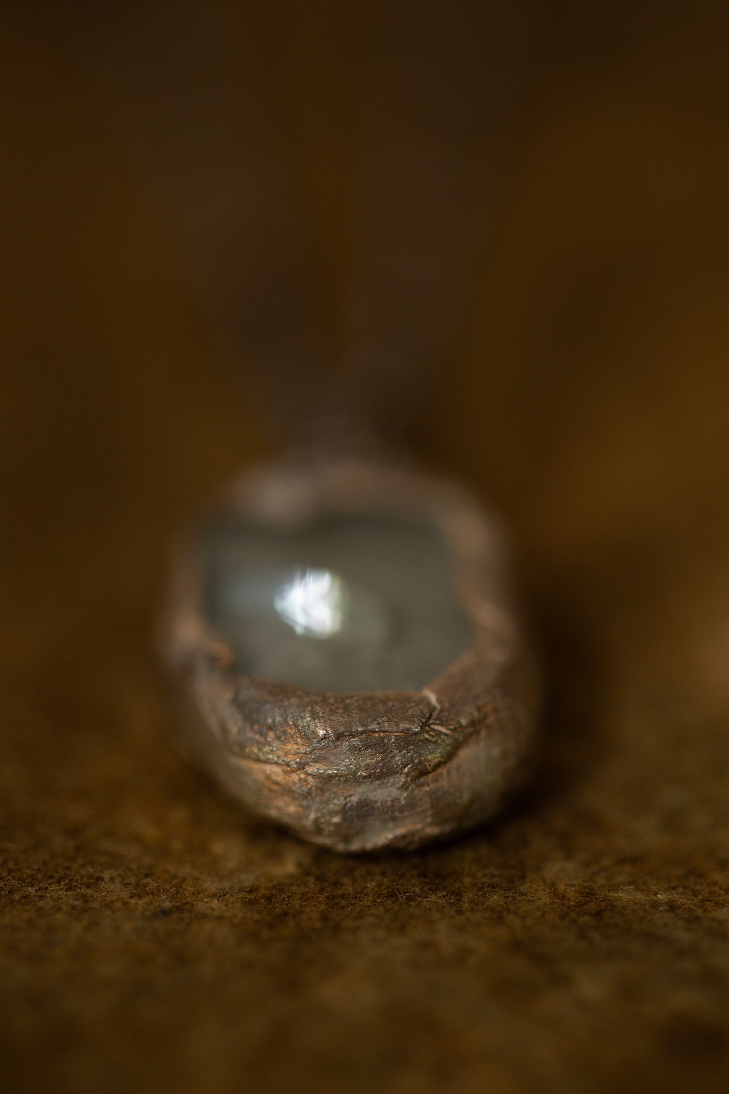 Necklace with silver framed glass