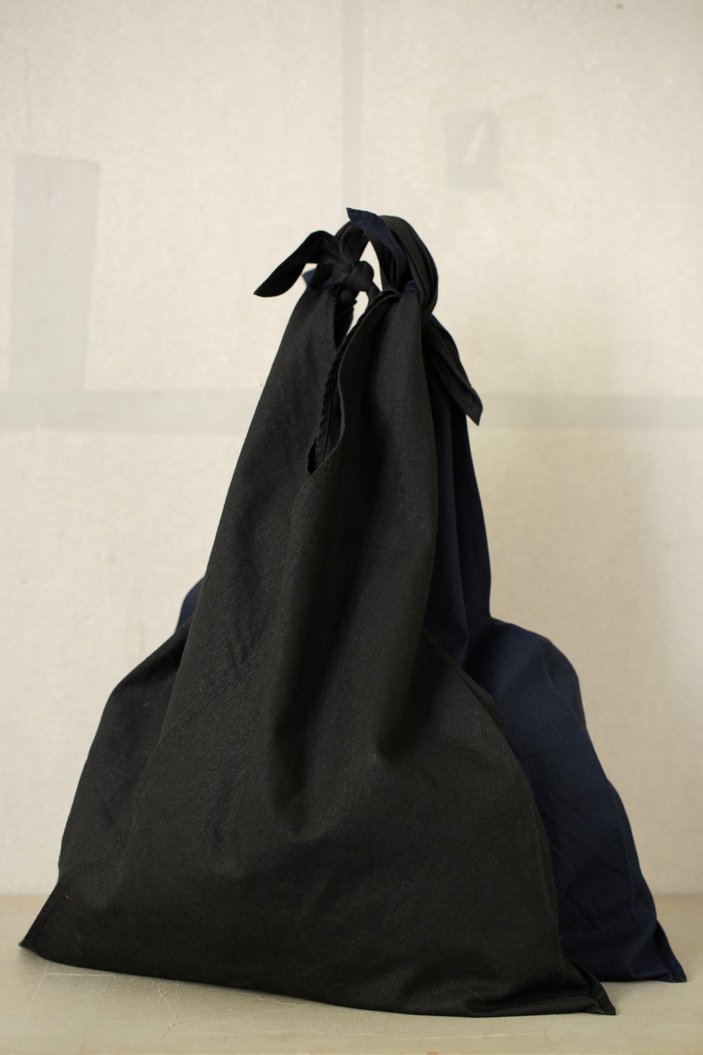 Large Azuma bag in navy & black hemp cotton weather