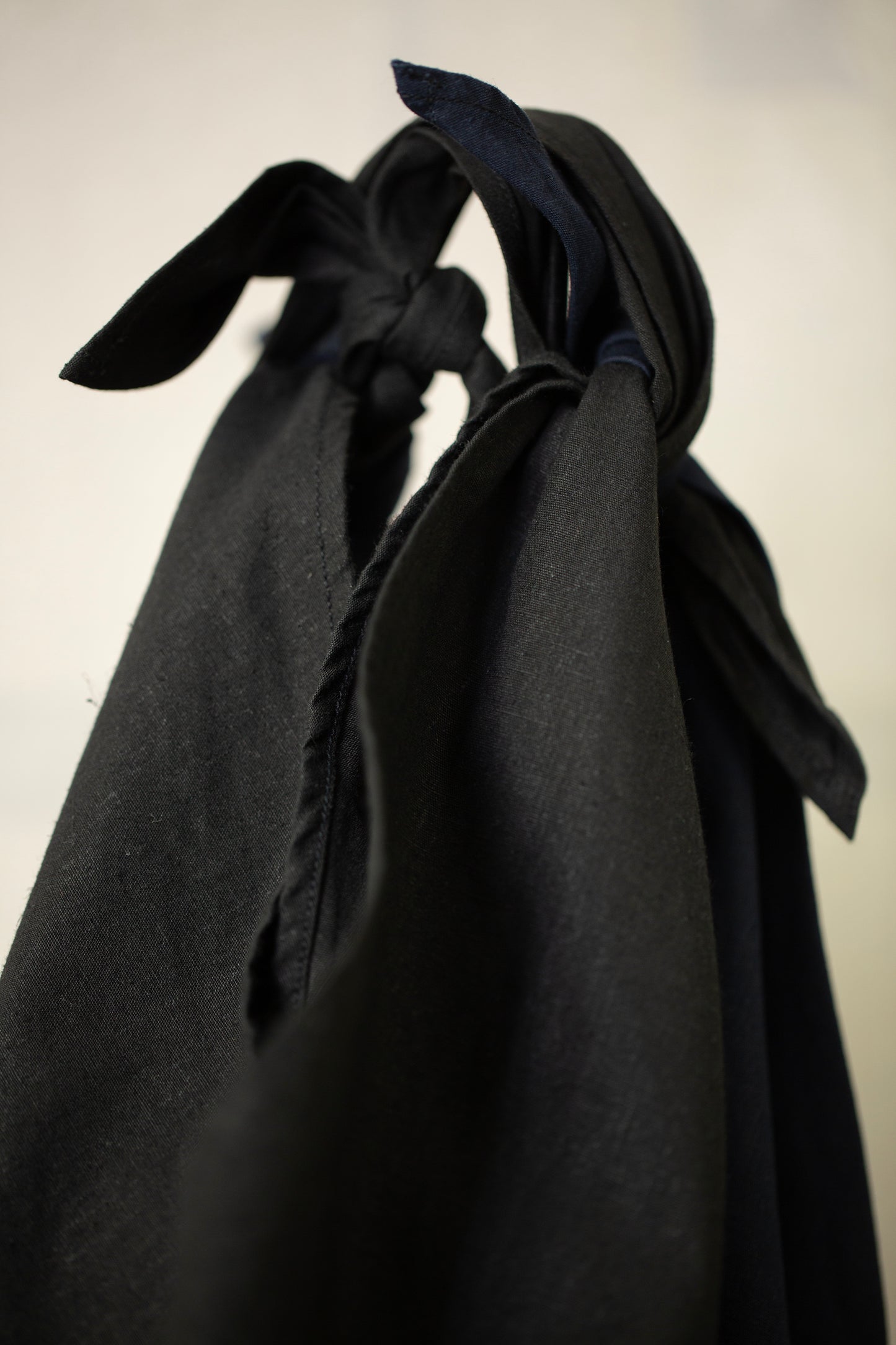 Large Azuma bag in navy & black hemp cotton weather