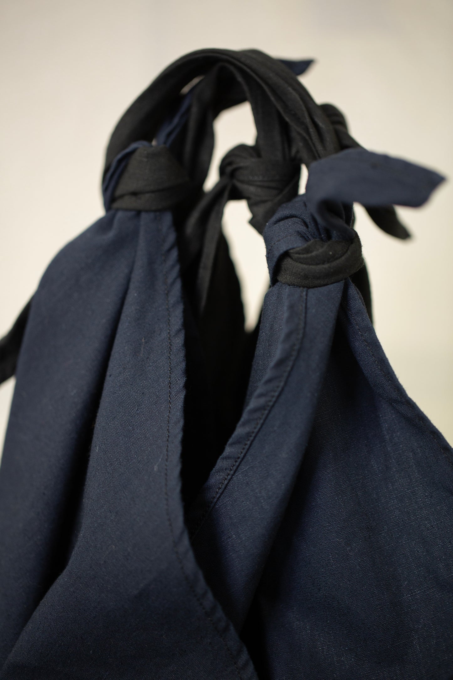 Large Azuma bag in navy & black hemp cotton weather