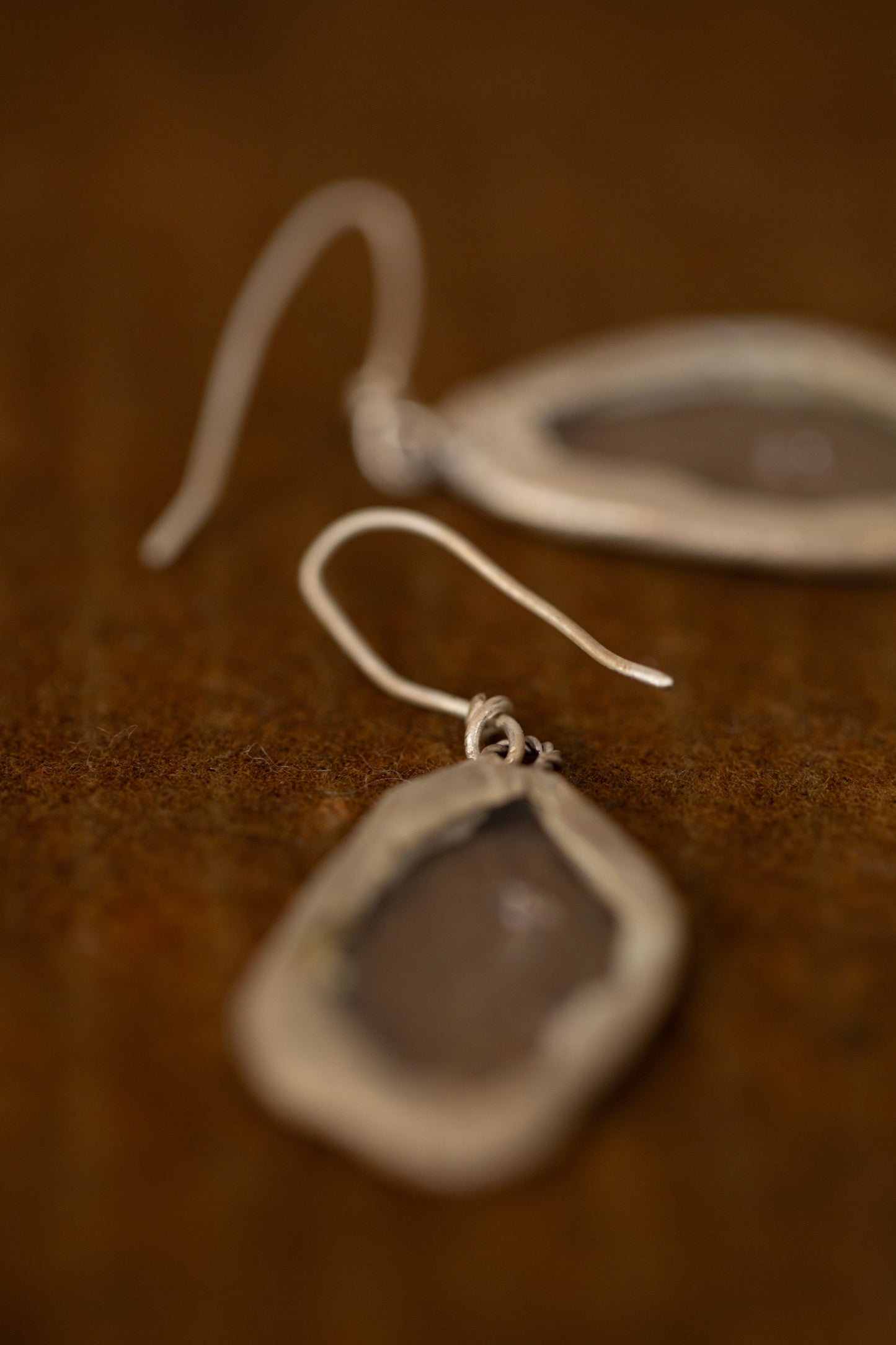 oxidized silver lined glass earrings