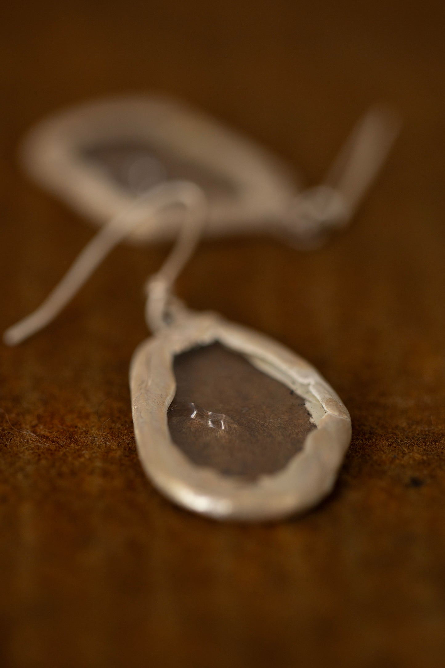 oxidized silver lined glass earrings