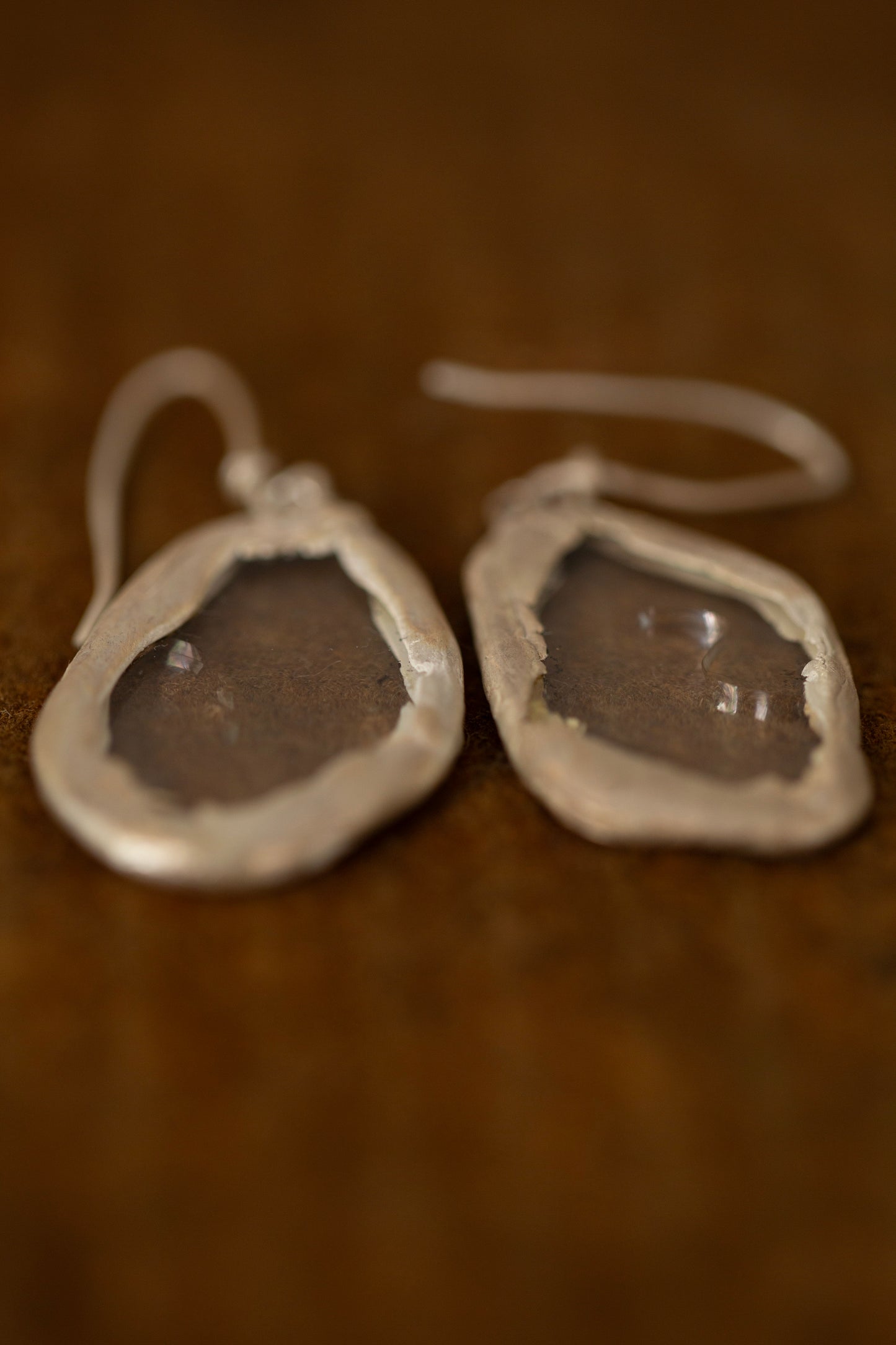 oxidized silver lined glass earrings