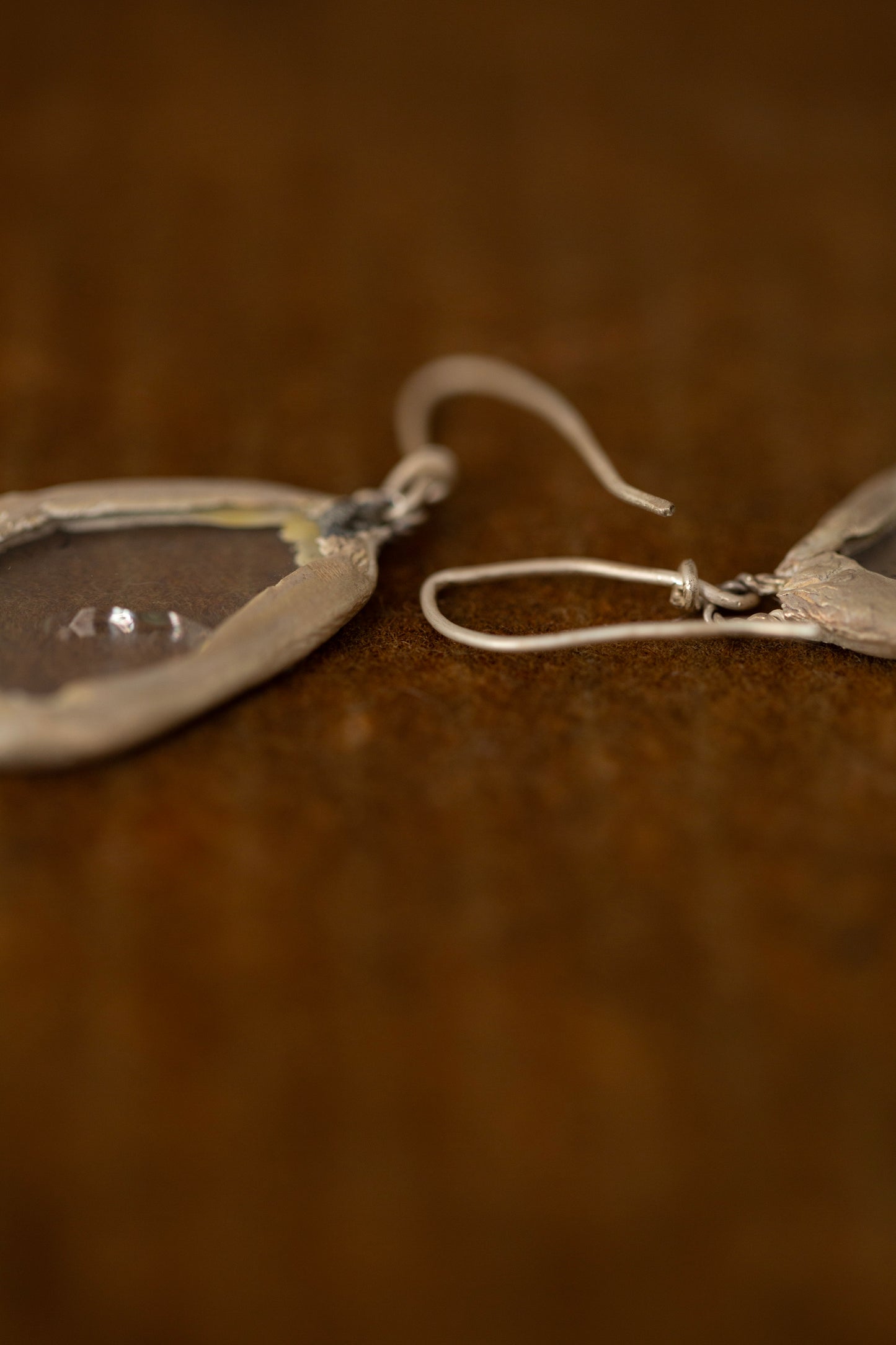 oxidized silver lined glass earrings