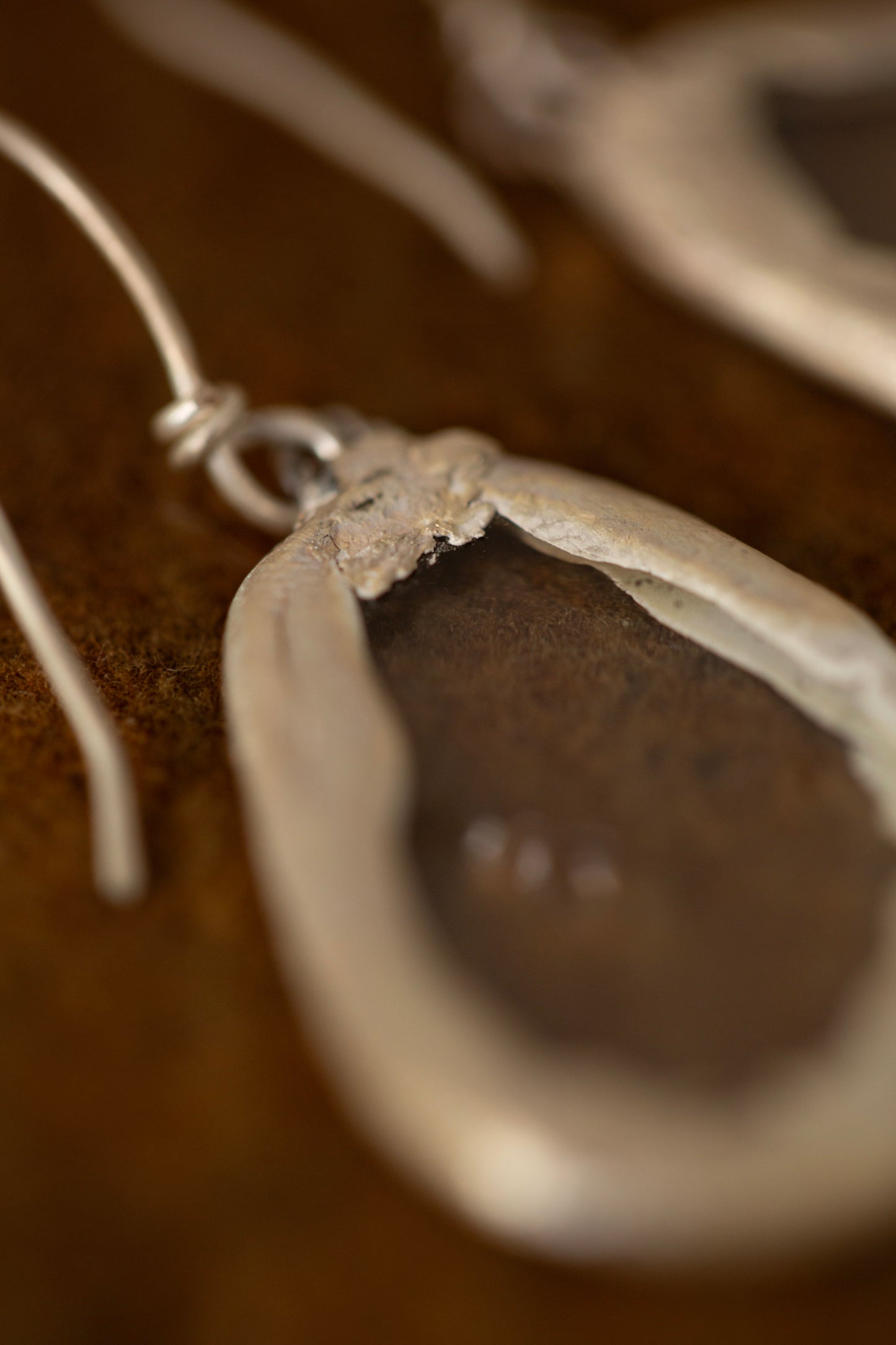 oxidized silver lined glass earrings