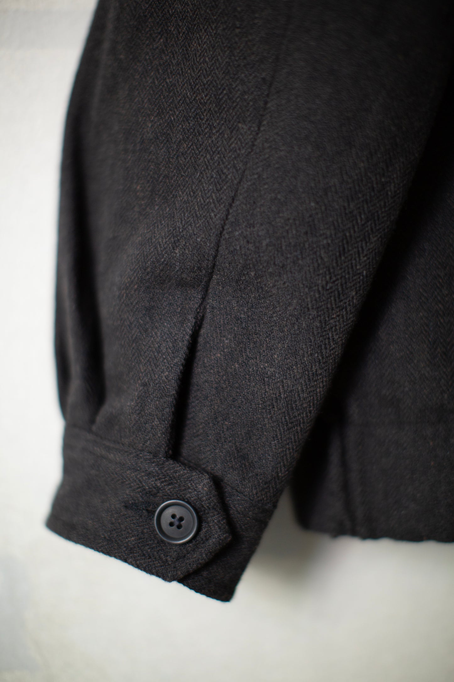 Zip Jacket Two in Black/Brown Wool/Linen Herringbone