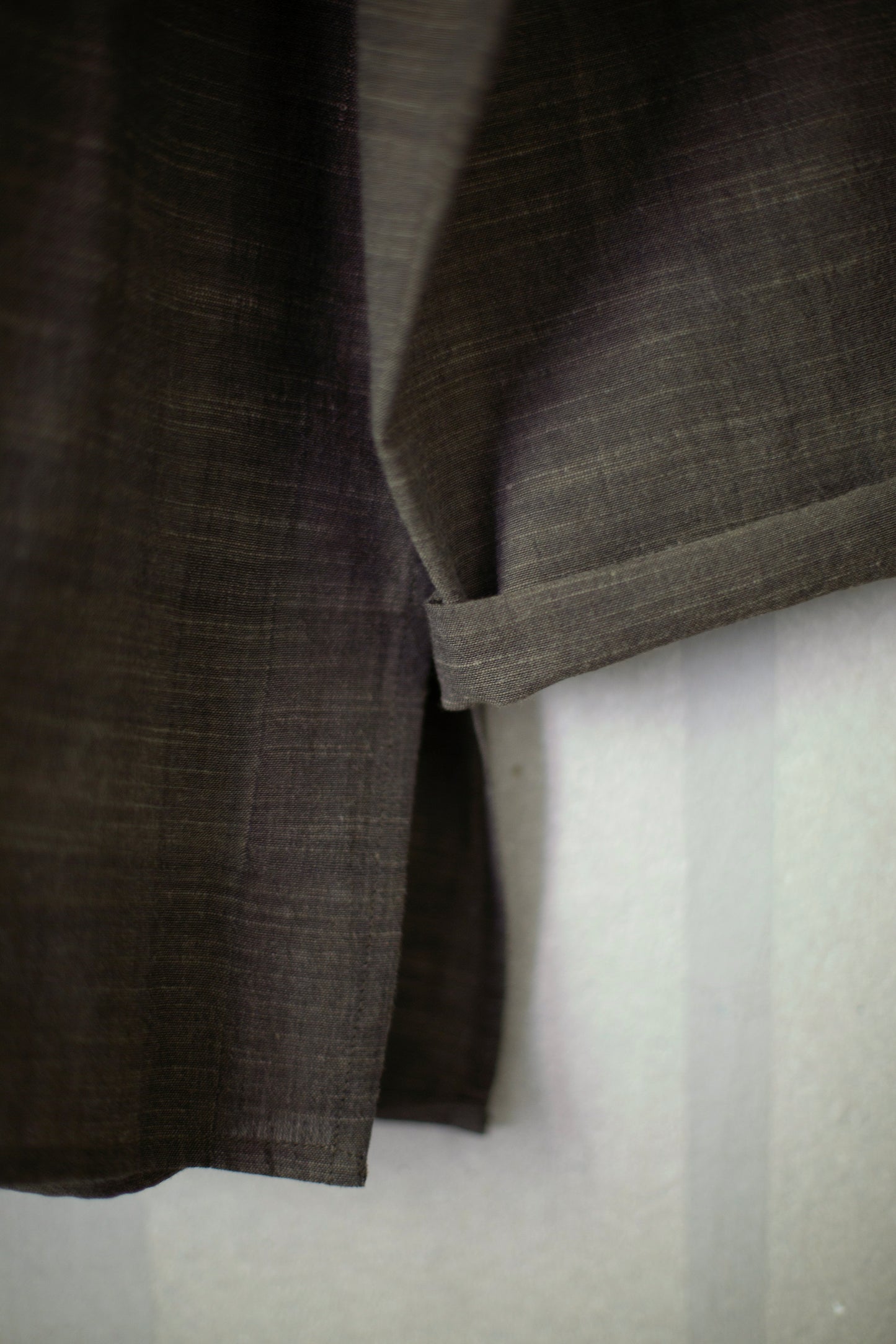 Hand woven cotton shirt dyed with Myrobalan x Jaggery x Pomegranate dyed