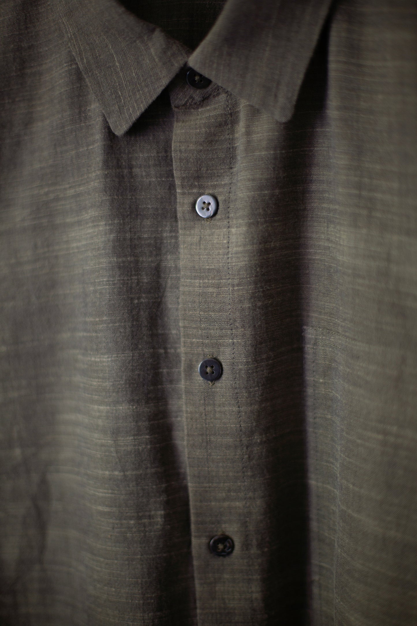 Hand woven cotton shirt dyed with Myrobalan x Jaggery x Pomegranate dyed