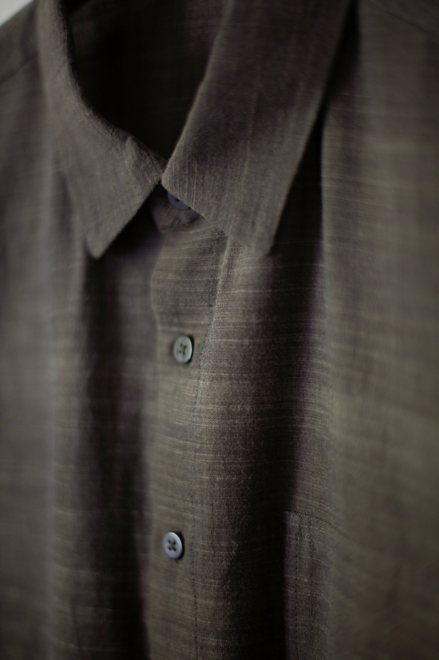 Hand woven cotton shirt dyed with Myrobalan x Jaggery x Pomegranate dyed