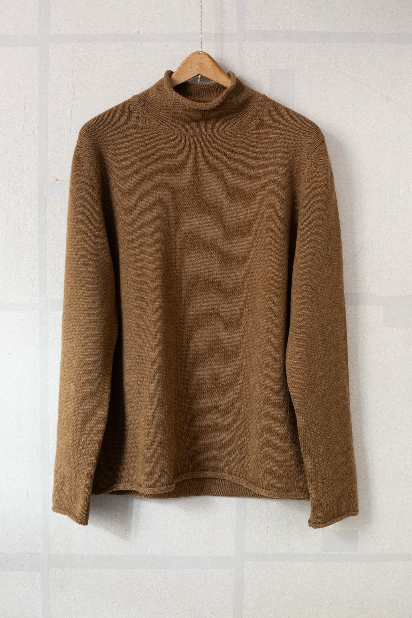 Cashmere lambswool rollneck knit sweater - dark ochre