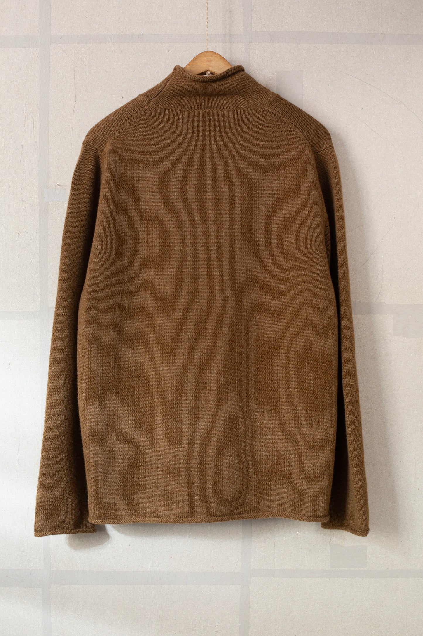Cashmere lambswool rollneck knit sweater - dark ochre