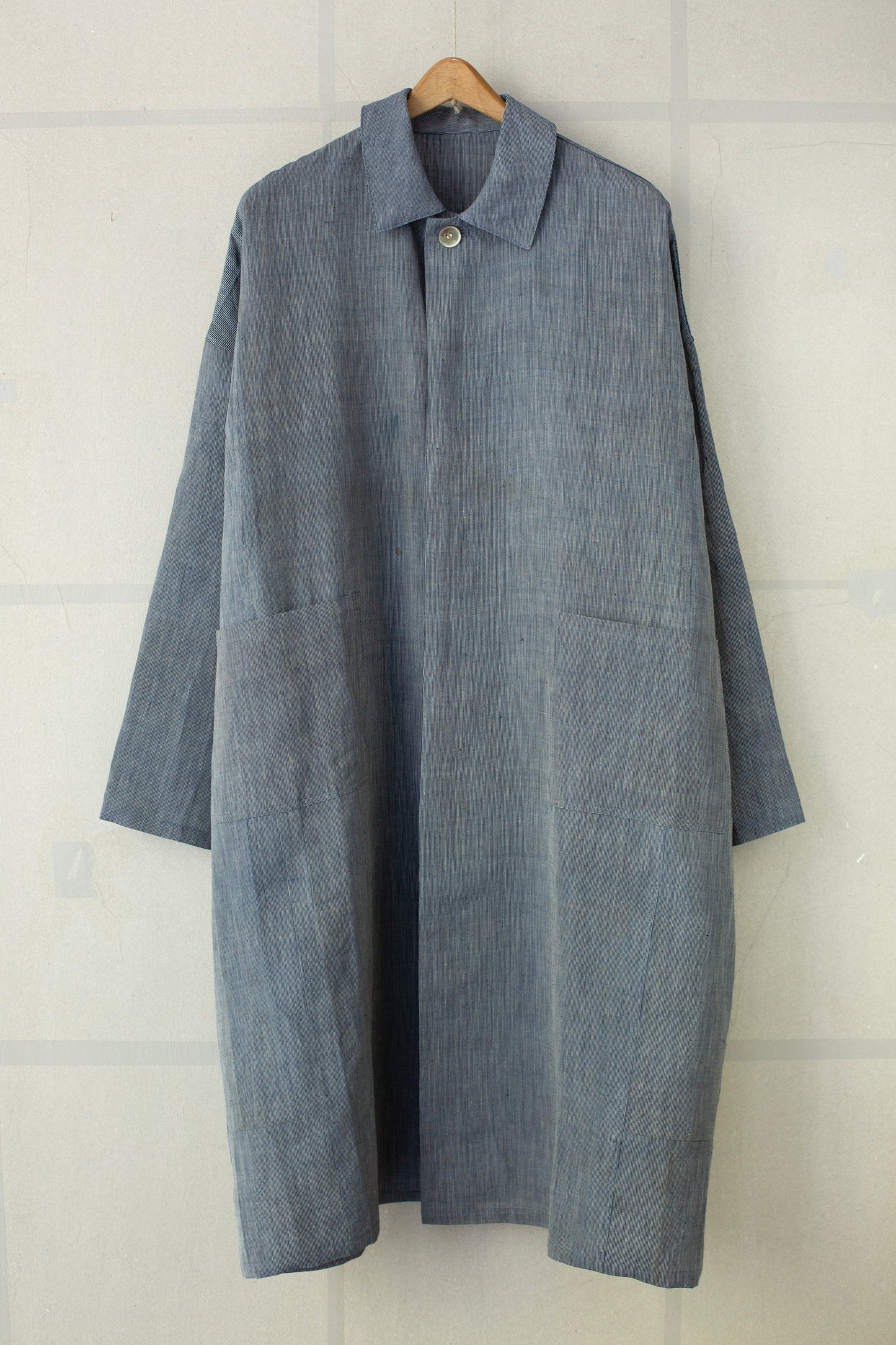 Shirt coat from antique handwoven kimono fabric
