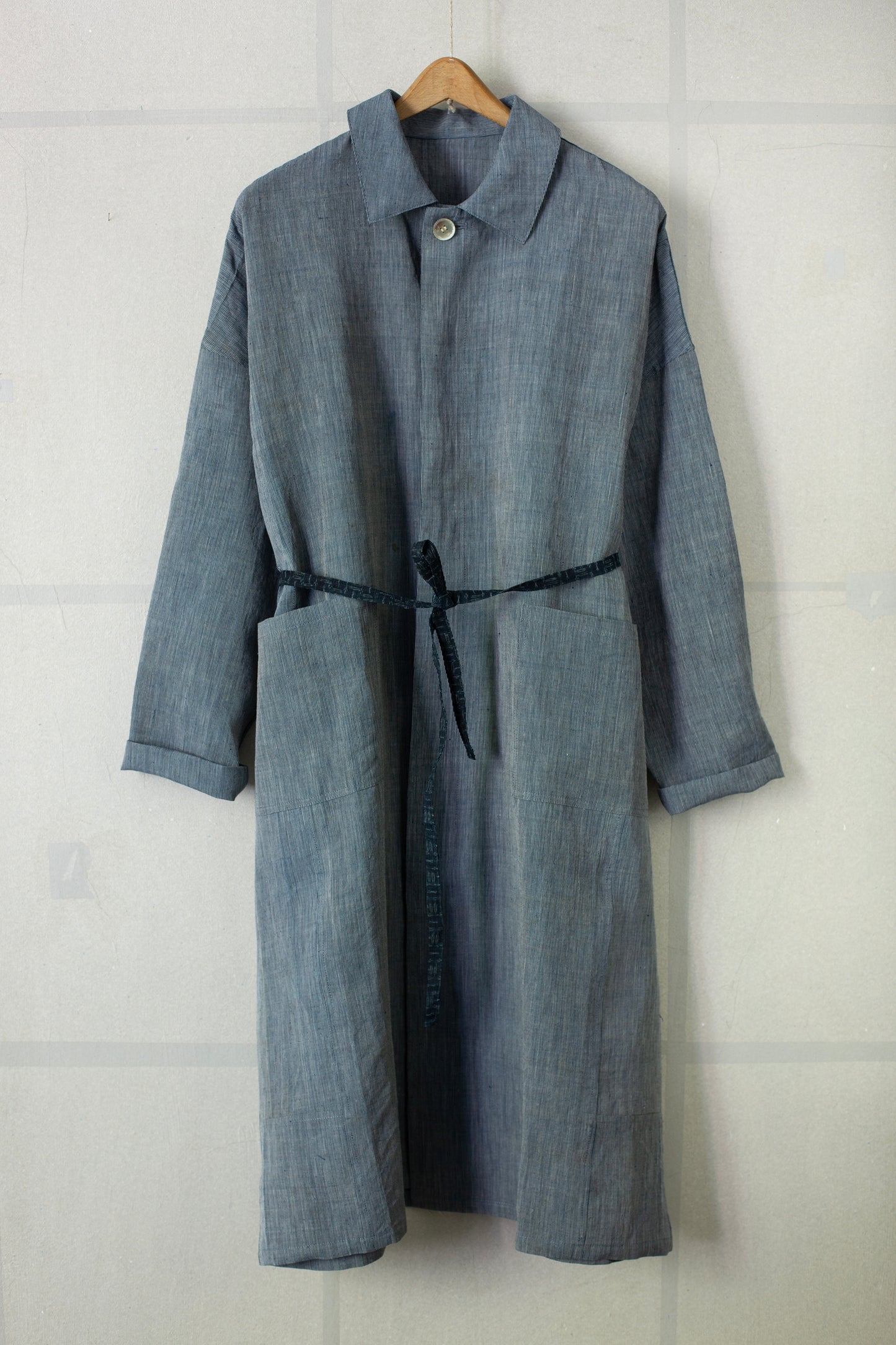 Shirt coat from antique handwoven kimono fabric