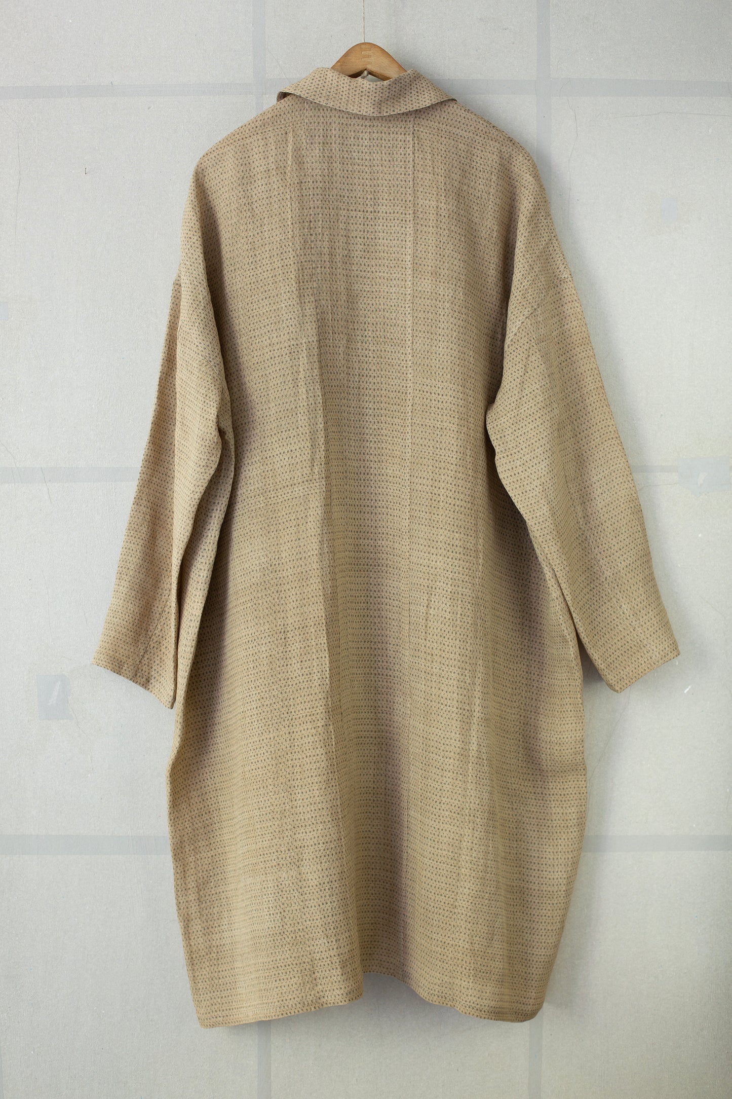 Shirt coat from antique handwoven kimono fabric