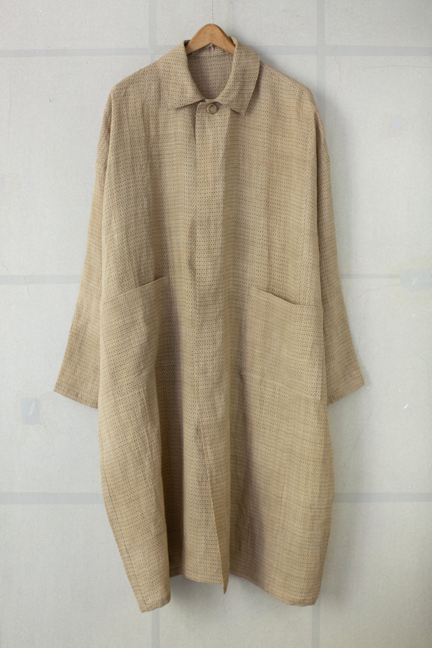 Shirt coat from antique handwoven kimono fabric