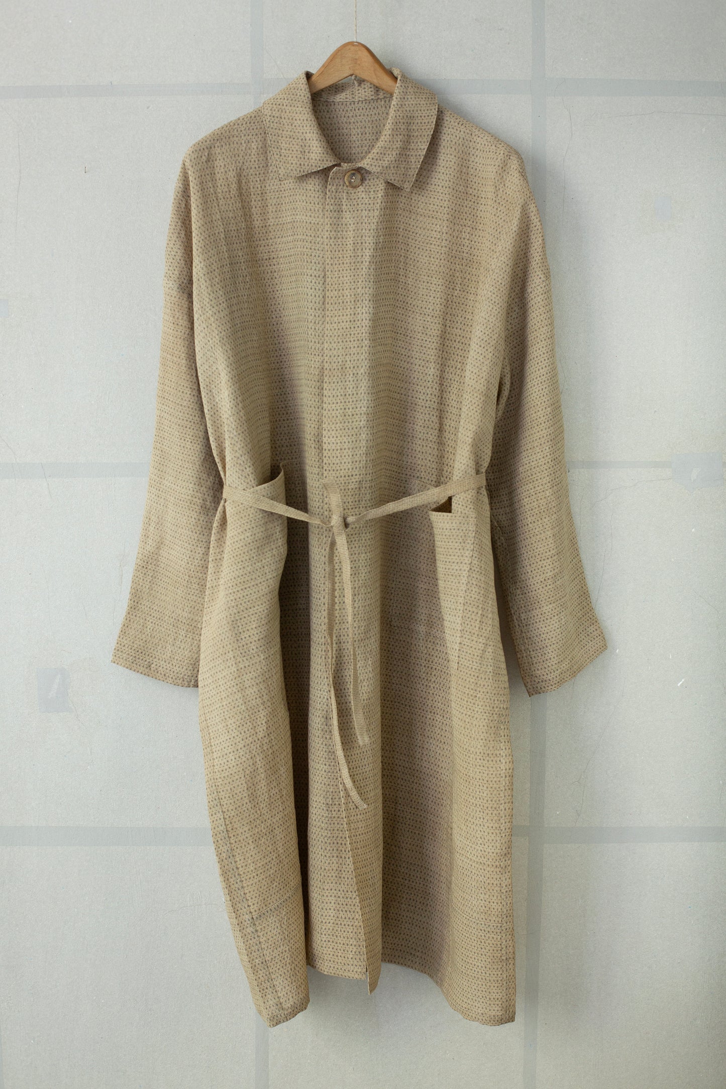 Shirt coat from antique handwoven kimono fabric