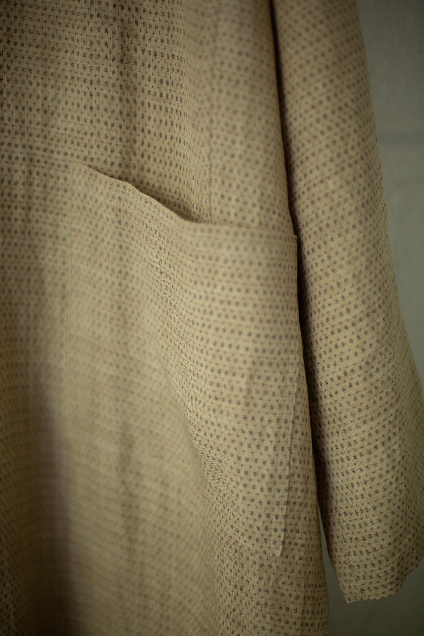 Shirt coat from antique handwoven kimono fabric