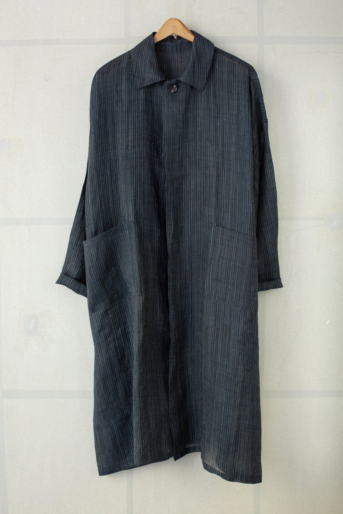 Shirt coat from antique handwoven kimono fabric