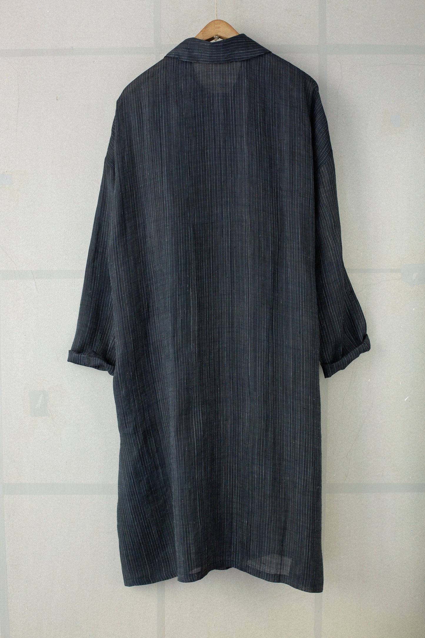 Shirt coat from antique handwoven kimono fabric