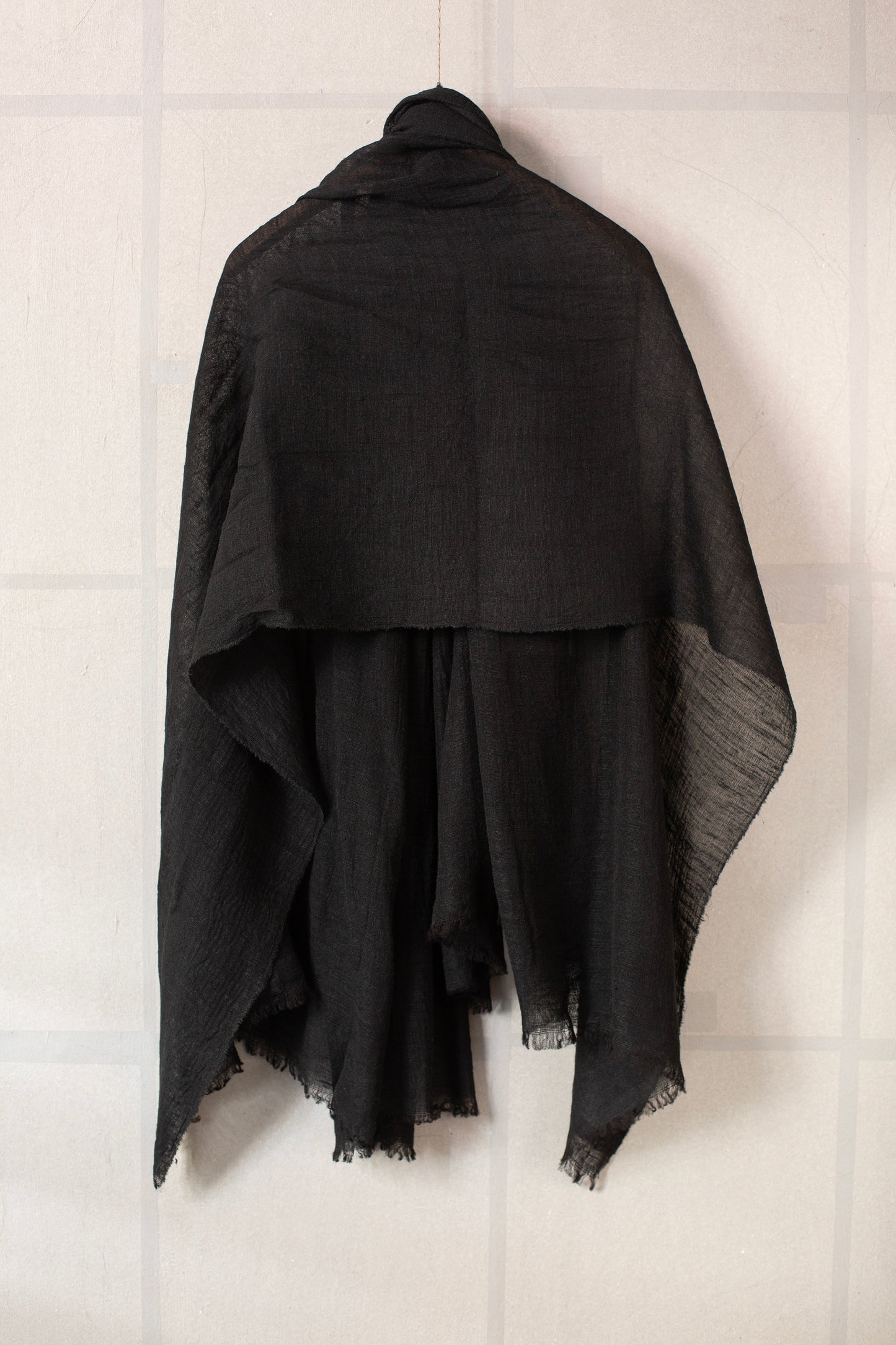 Large Shawl in black Tussar silk