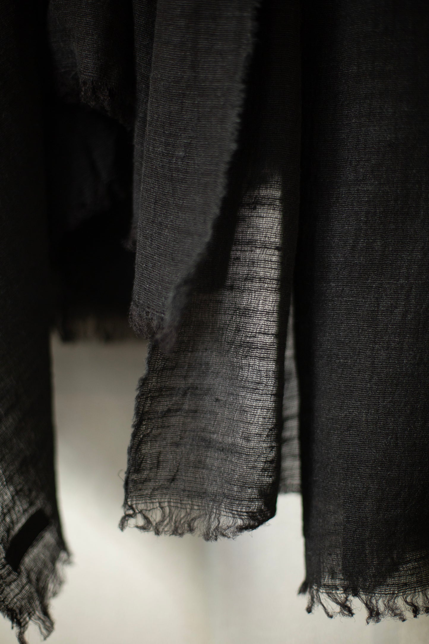 Large Shawl in black Tussar silk