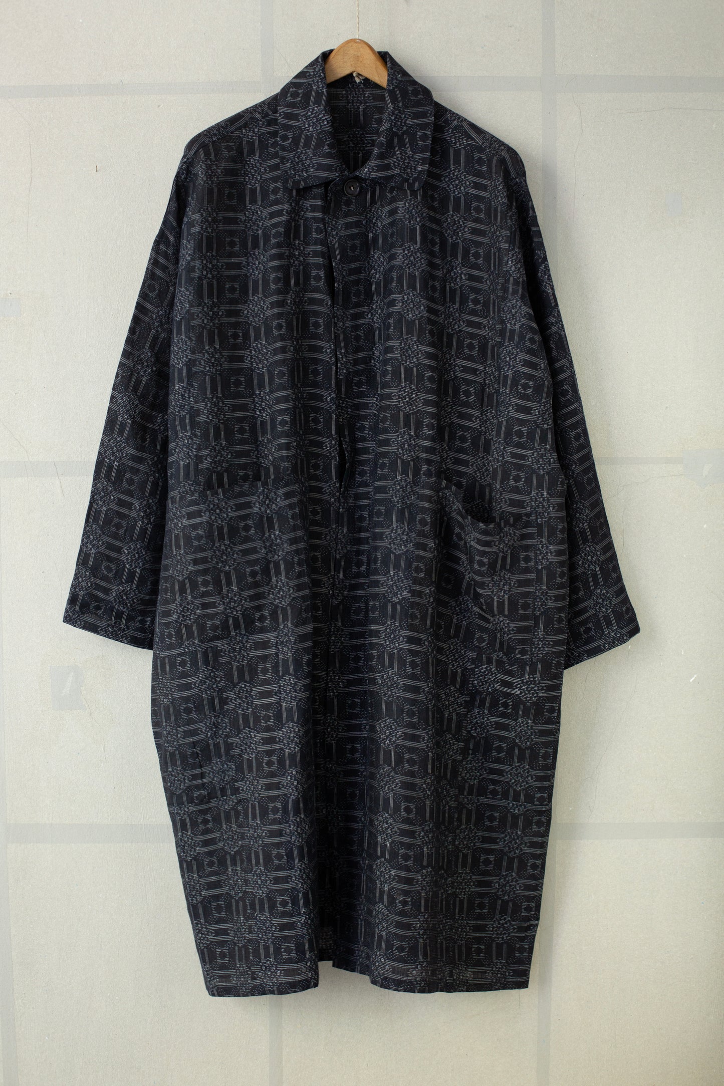 Shirt coat from antique handwoven kimono fabric