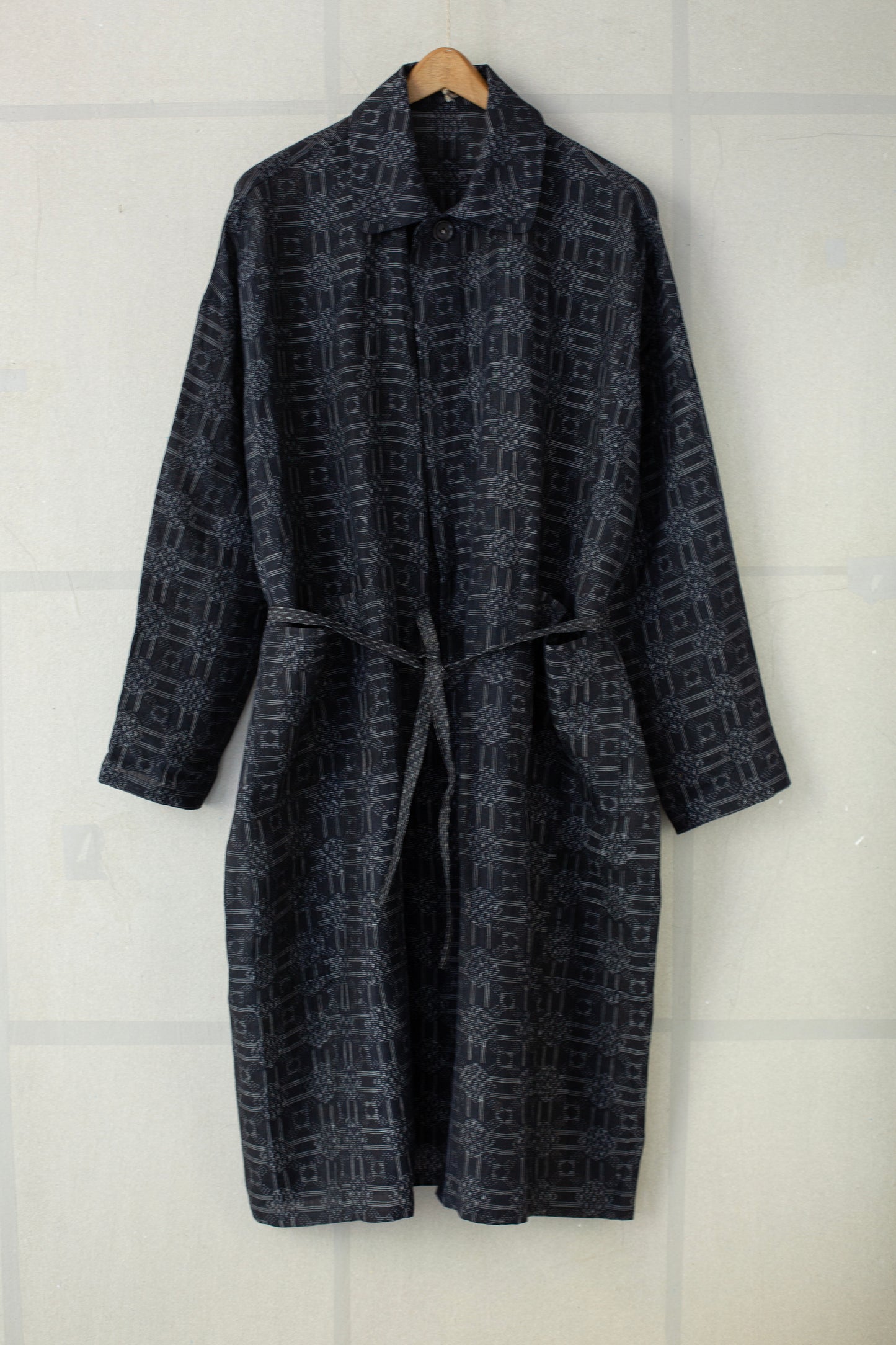 Shirt coat from antique handwoven kimono fabric