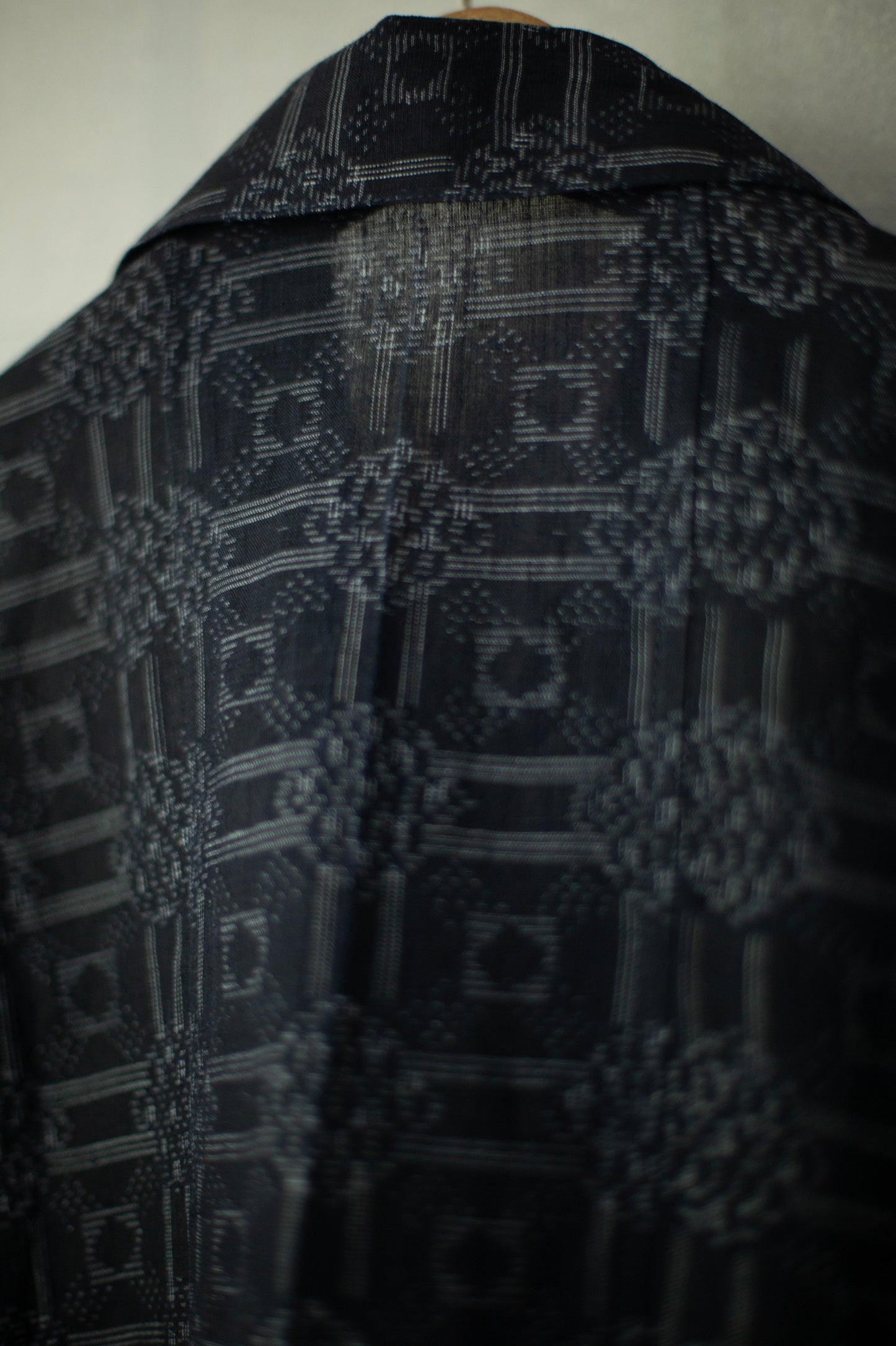 Shirt coat from antique handwoven kimono fabric