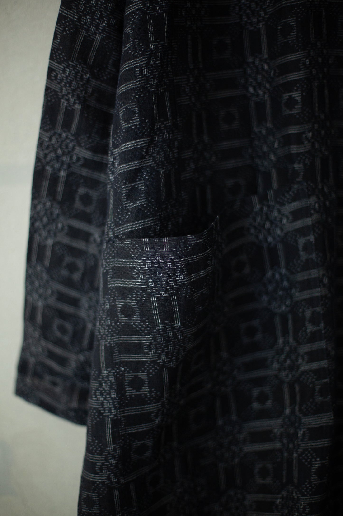 Shirt coat from antique handwoven kimono fabric