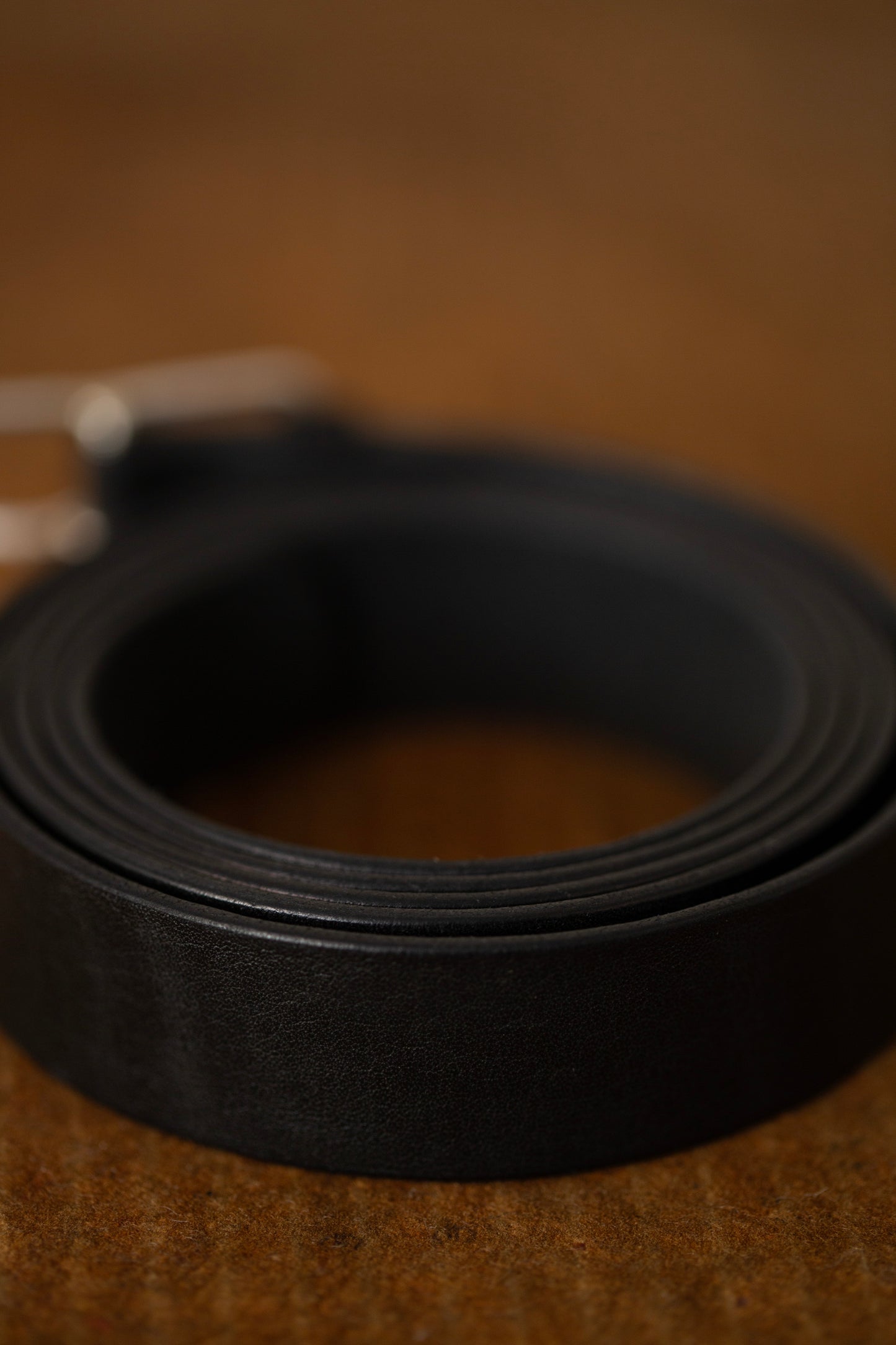 Black Leather Belt - rectangular silver