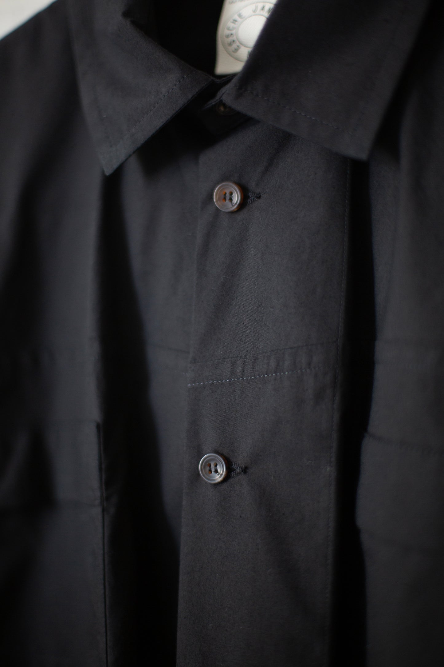 SHIRT#97 - BLACK COTTON HEMP POPLIN