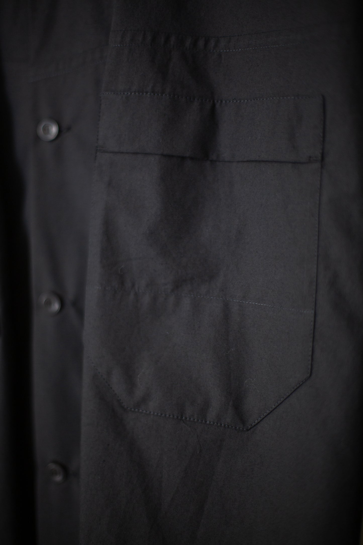 SHIRT#97 - BLACK COTTON HEMP POPLIN