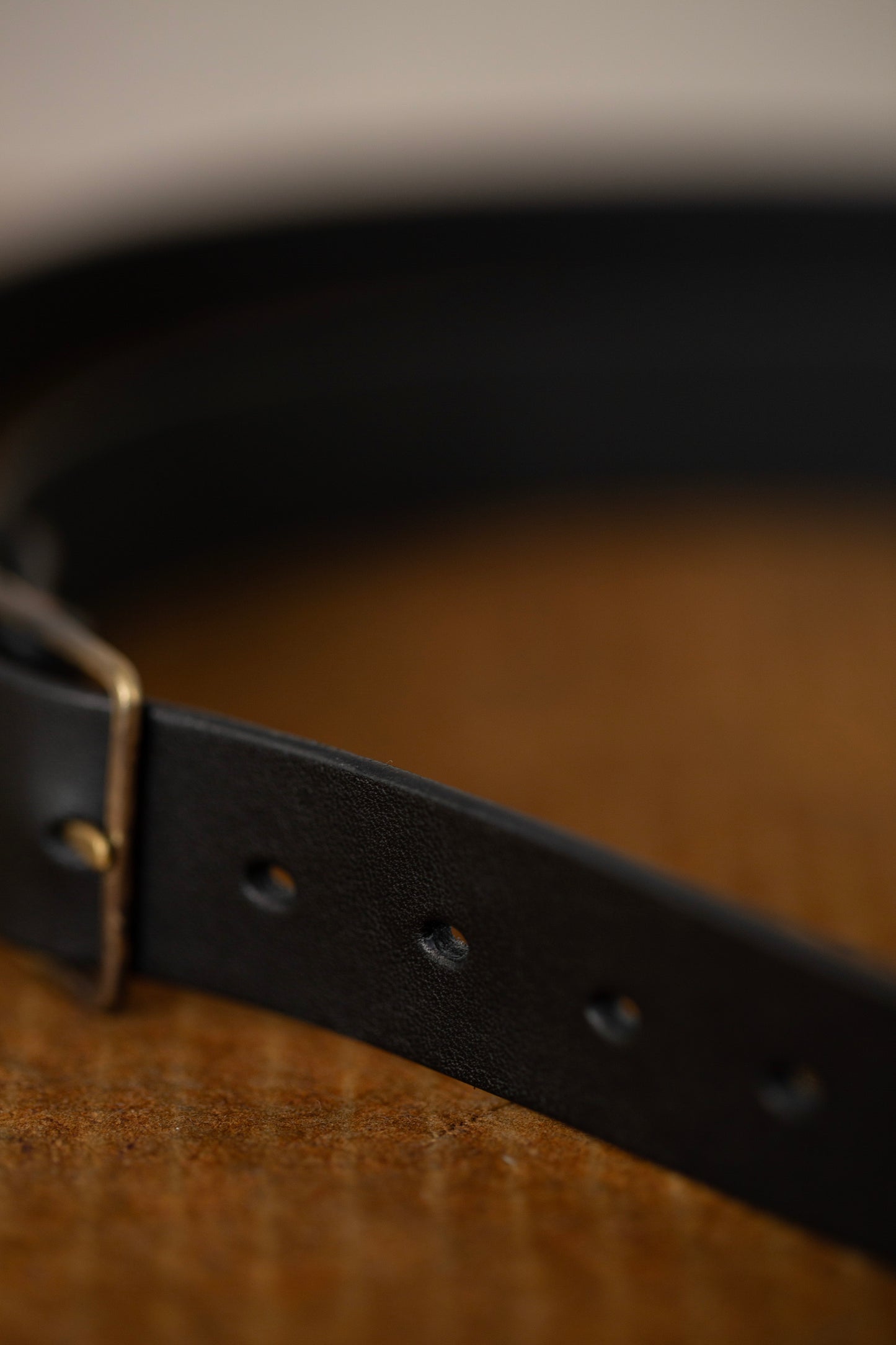 Black Leather Belt - rectangular brass