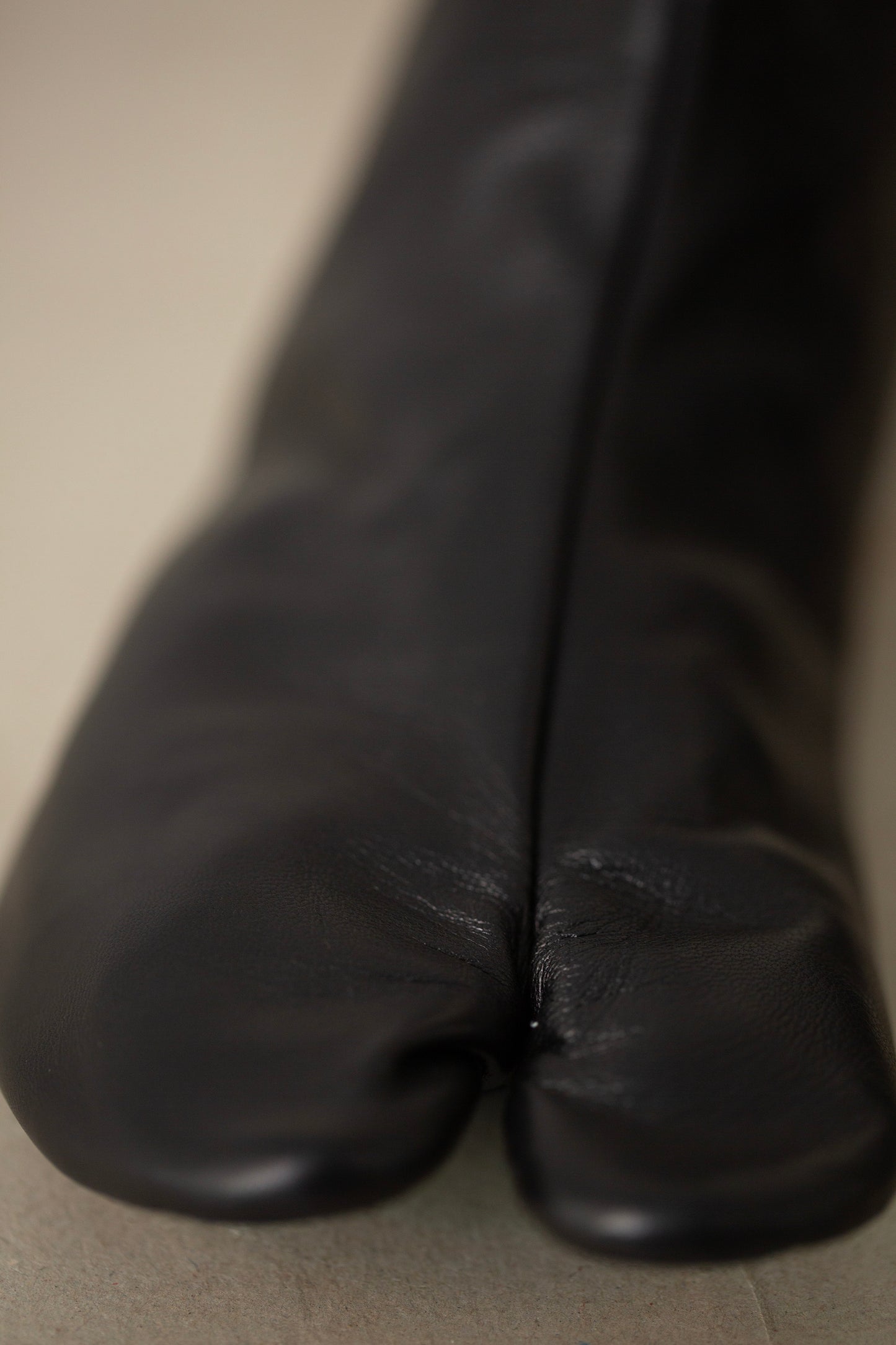 Black Leather Tabi Socks