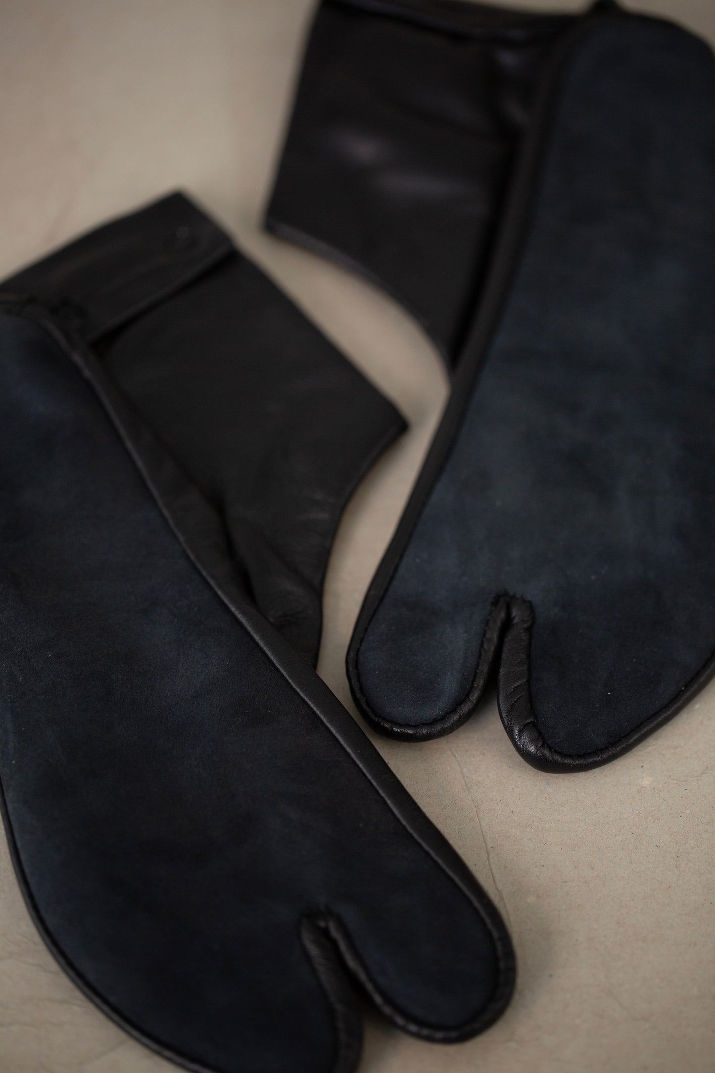 Black Leather Tabi Socks