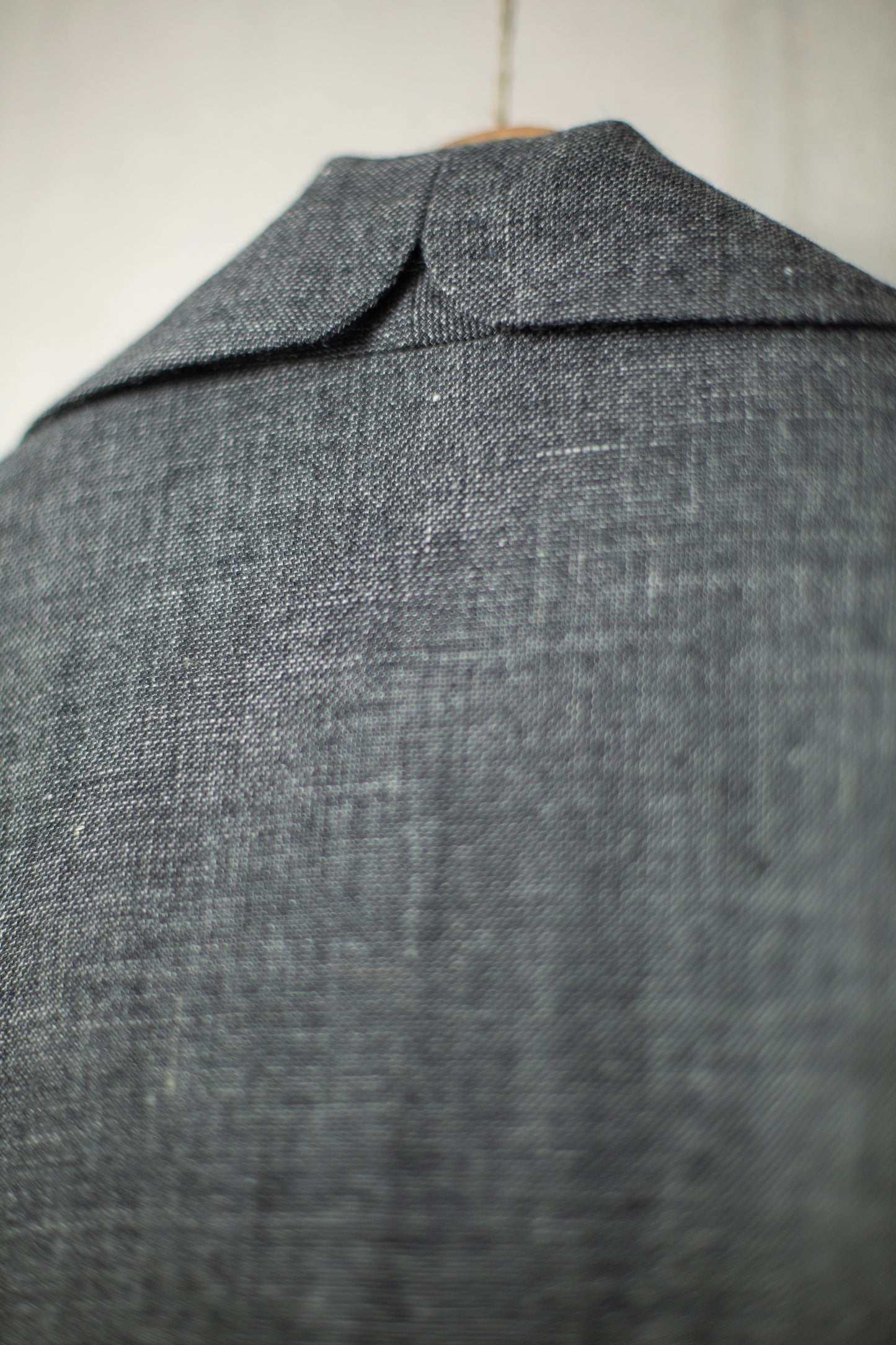 black melange linen wool belted coat