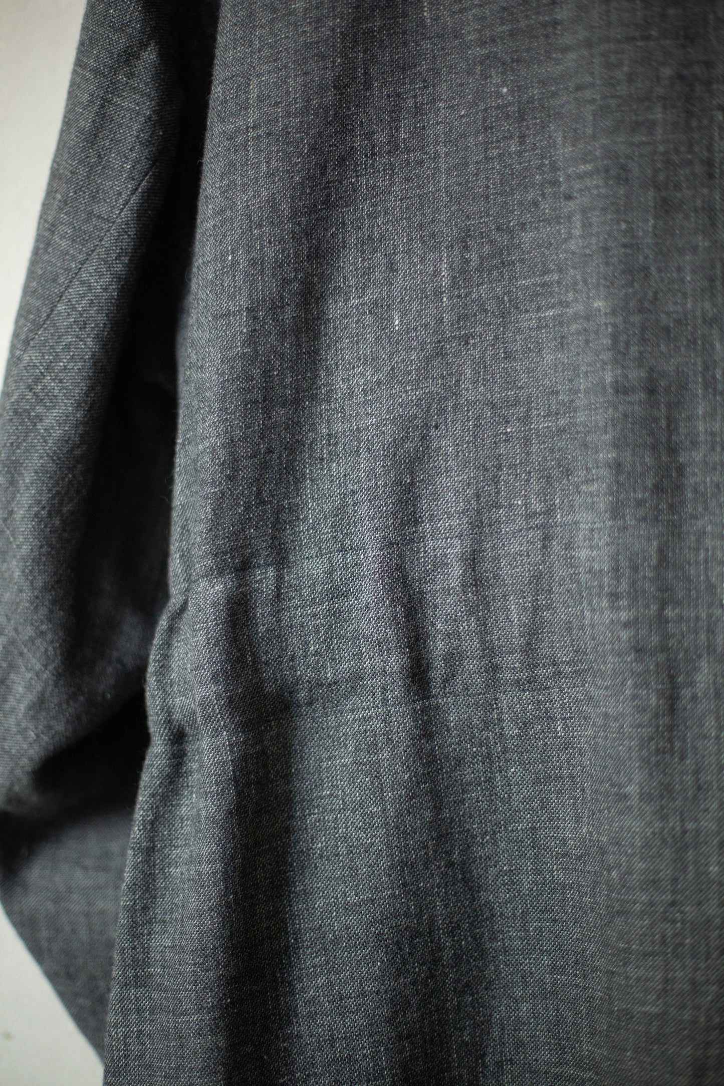 black melange linen wool belted coat