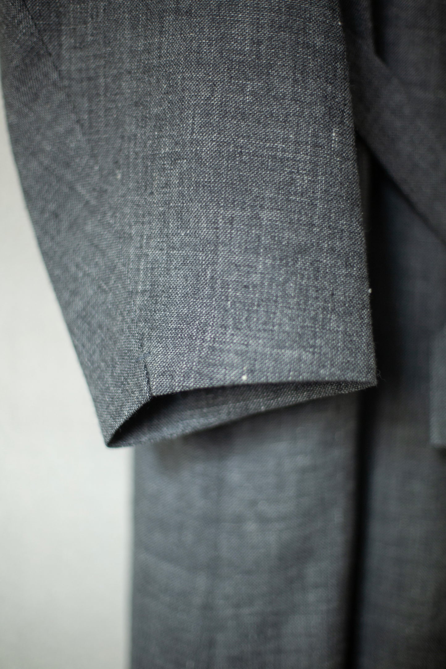 black melange linen wool belted coat