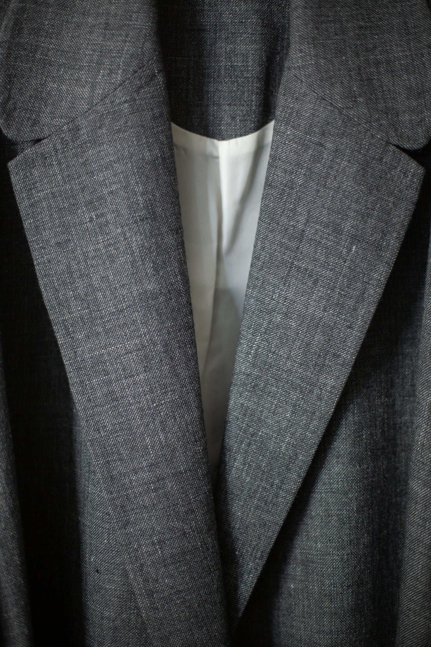 black melange linen wool belted coat