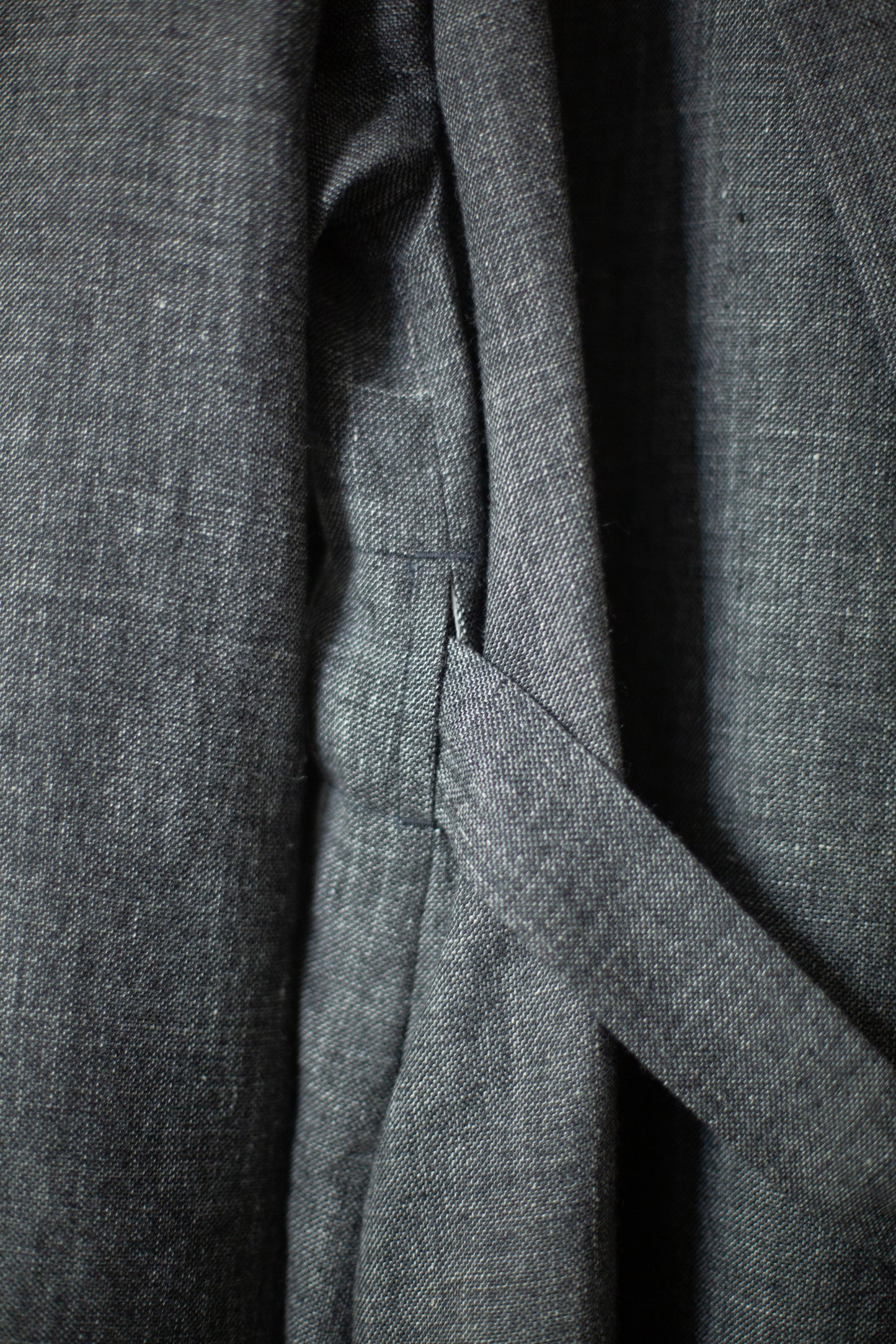 black melange linen wool belted coat