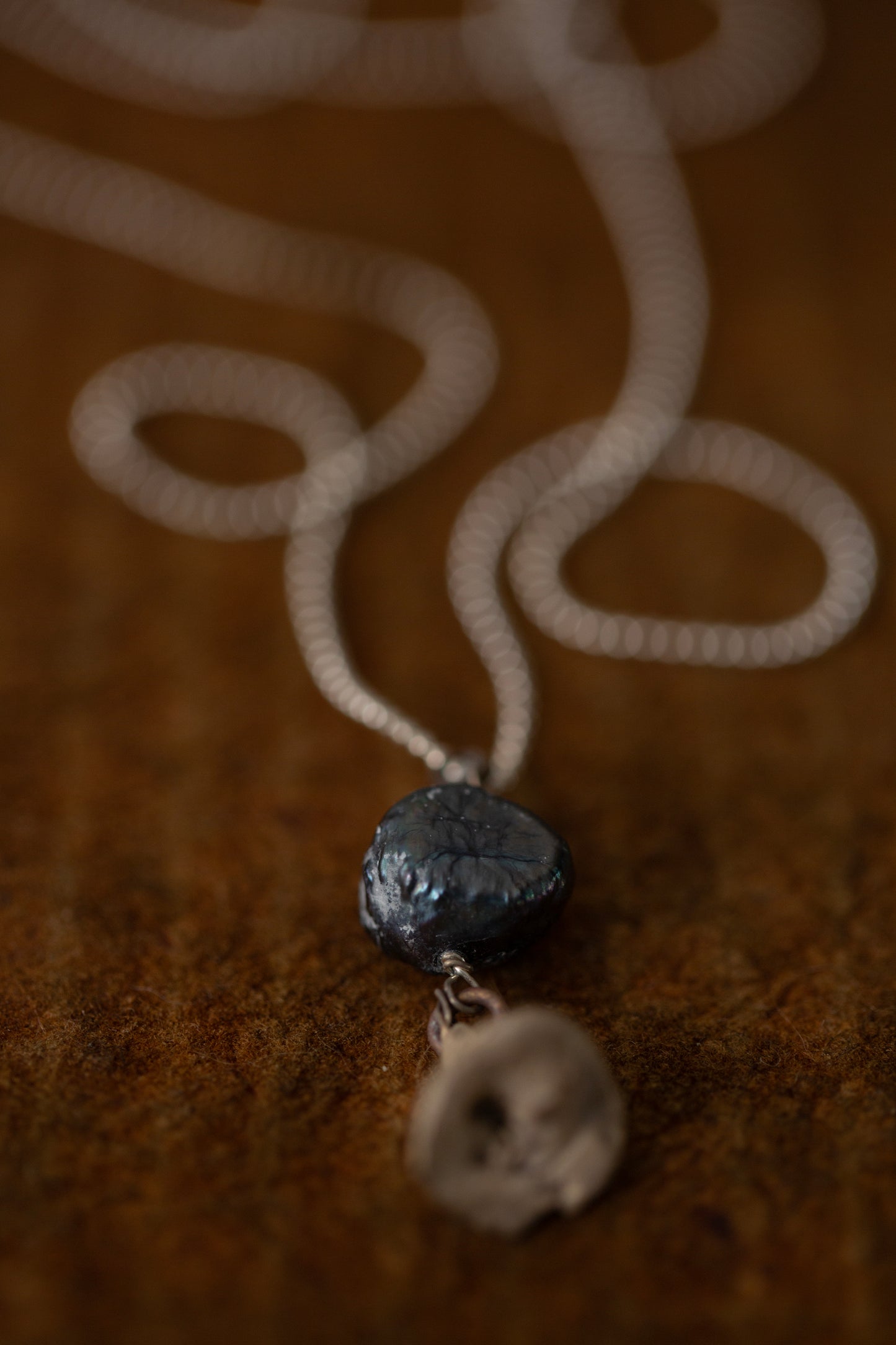 Black keshi pearl necklace