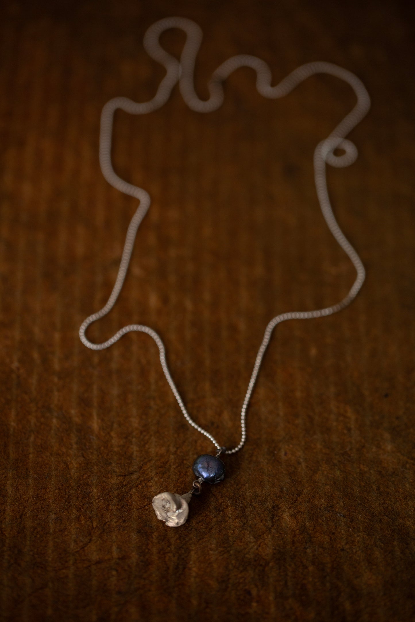 Black keshi pearl necklace