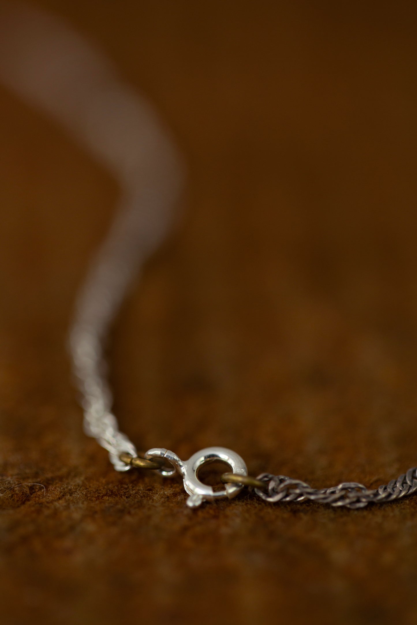 Necklace with antique opaque mirror and pearls