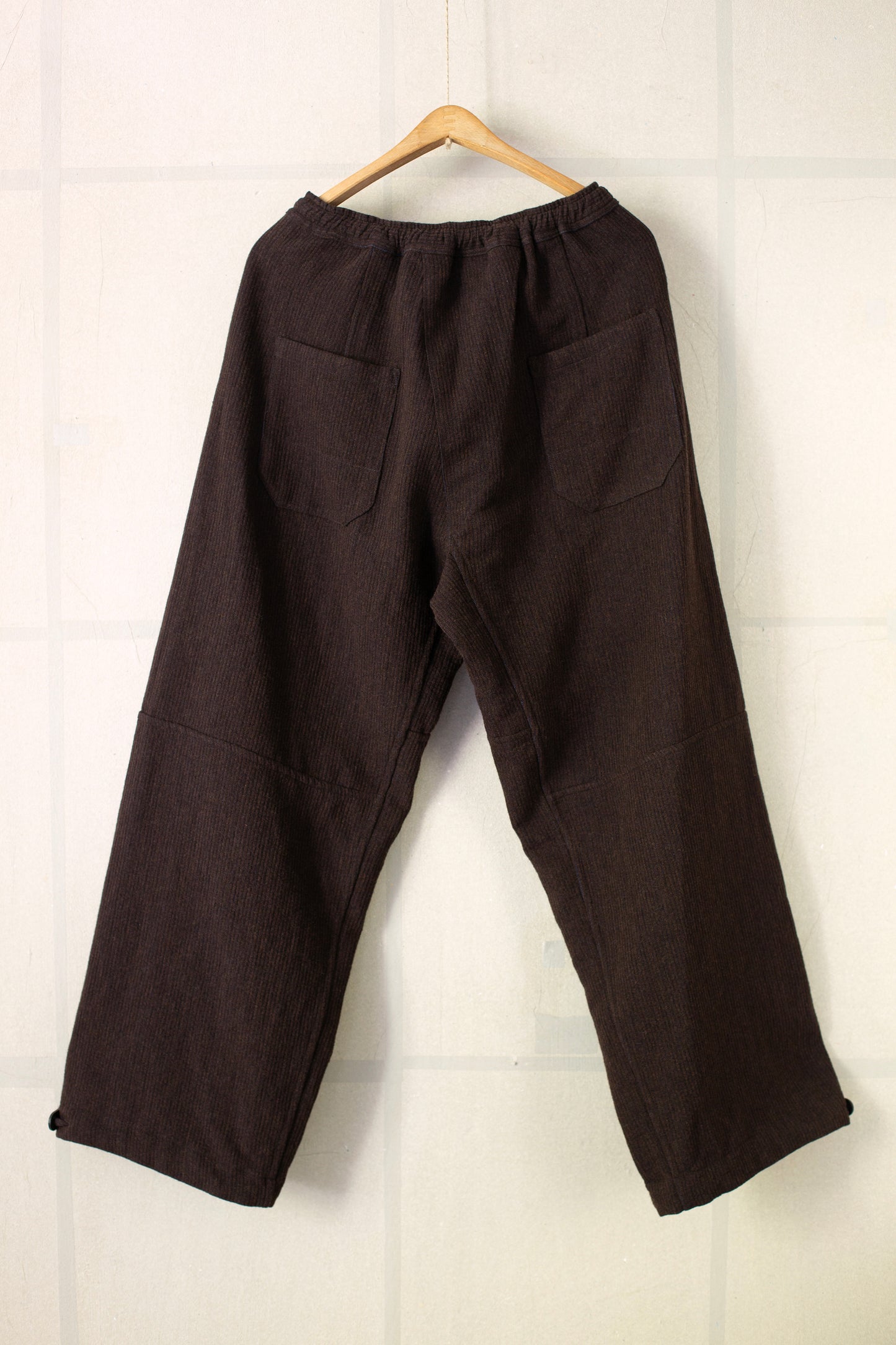 TROUSERS#89 - RIDGED LINEN WOOL EGGPLANT/INDIGO