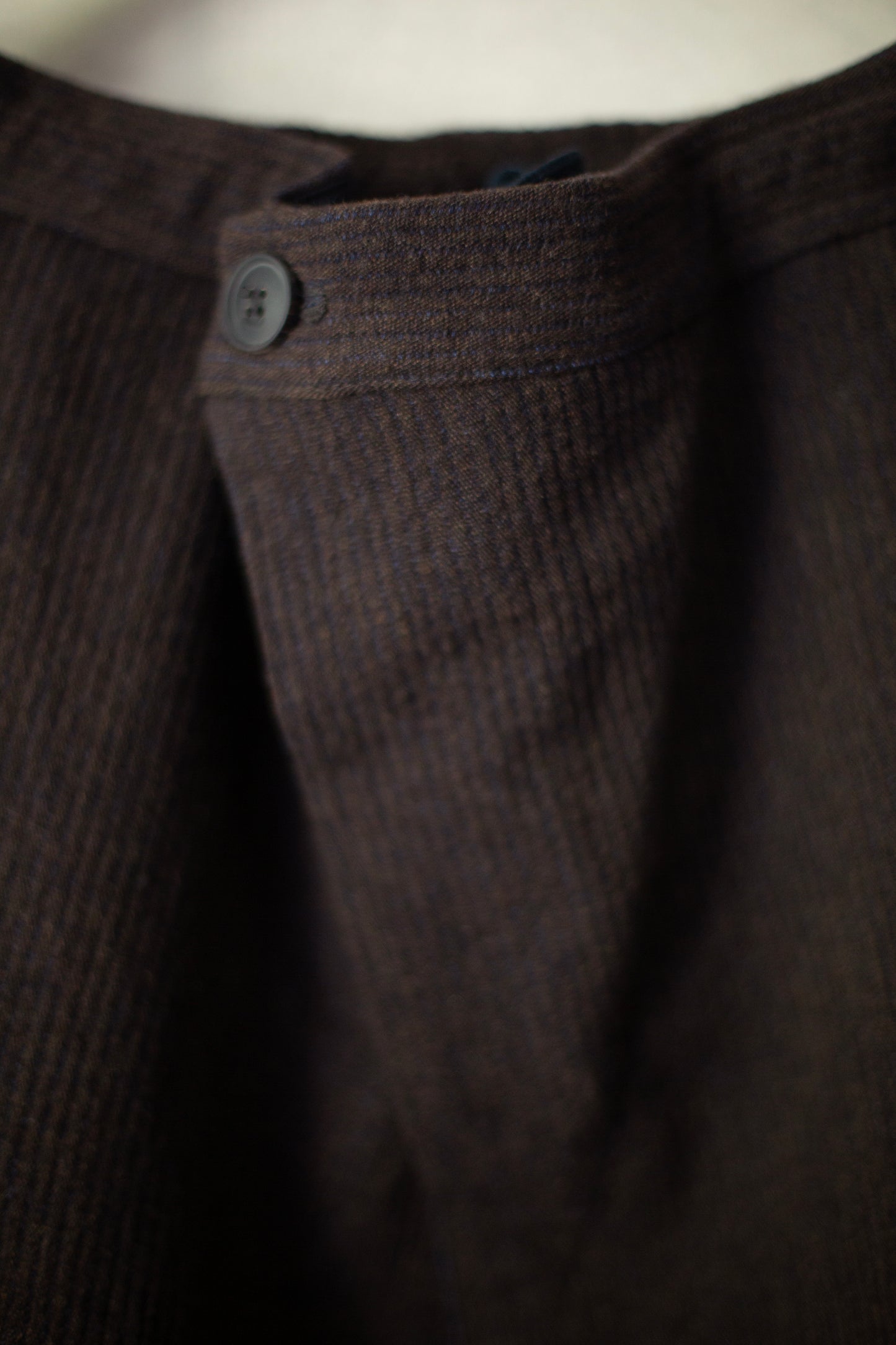 TROUSERS#89 - RIDGED LINEN WOOL EGGPLANT/INDIGO