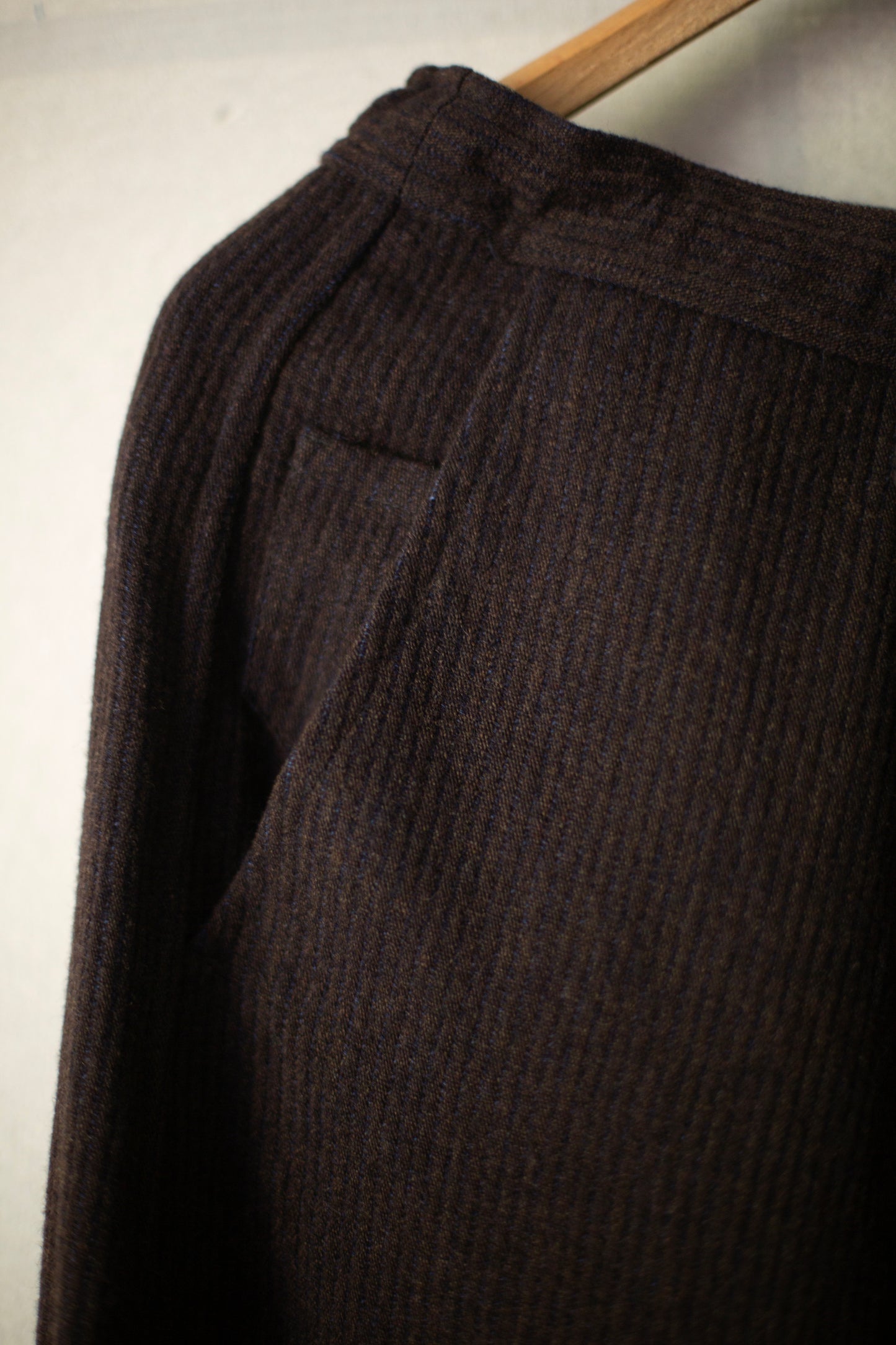 TROUSERS#89 - RIDGED LINEN WOOL EGGPLANT/INDIGO