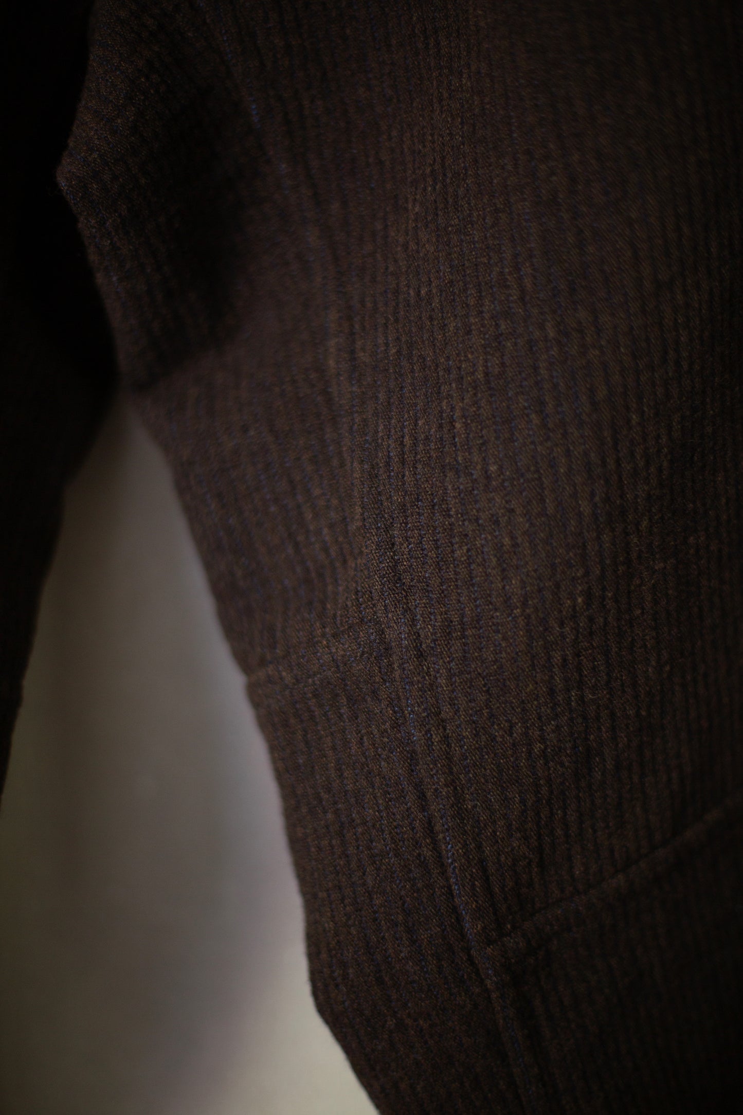 TROUSERS#89 - RIDGED LINEN WOOL EGGPLANT/INDIGO