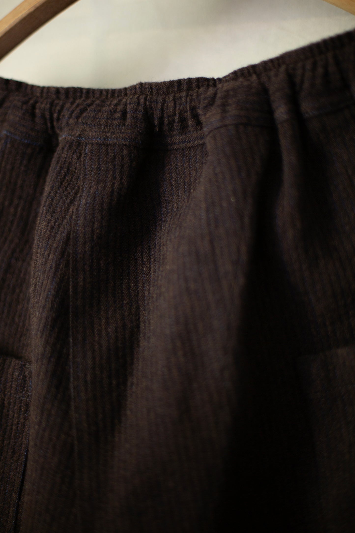 TROUSERS#89 - RIDGED LINEN WOOL EGGPLANT/INDIGO