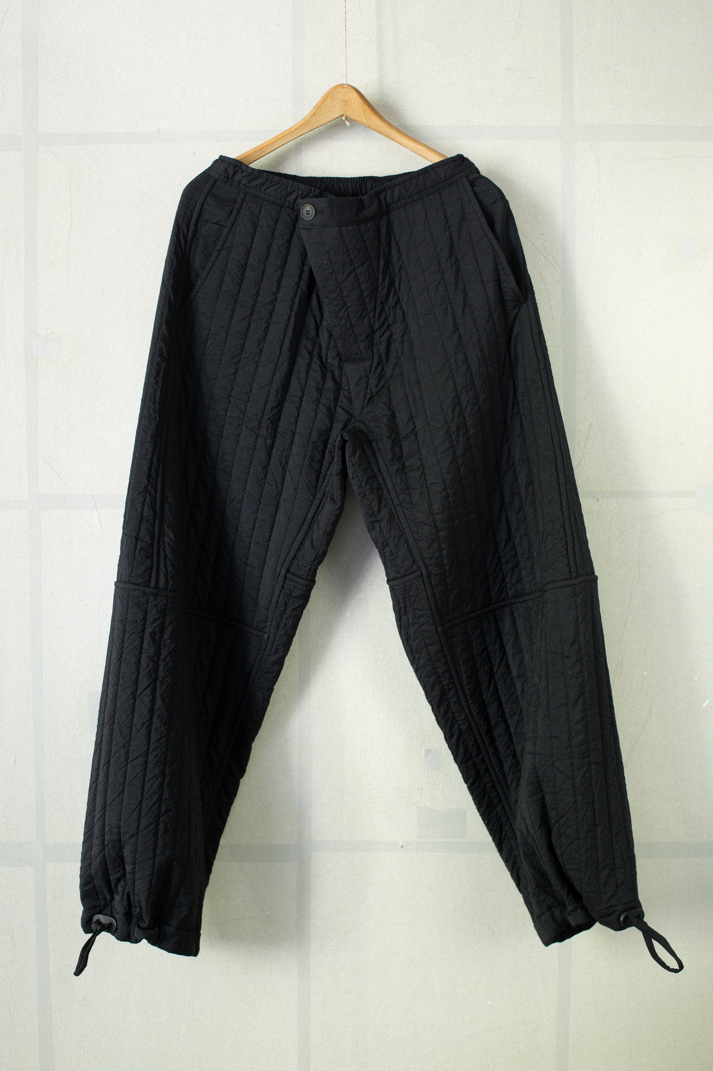 TROUSERS#89 - WOOL SILK CLOTH PADDED DEEP BLACK