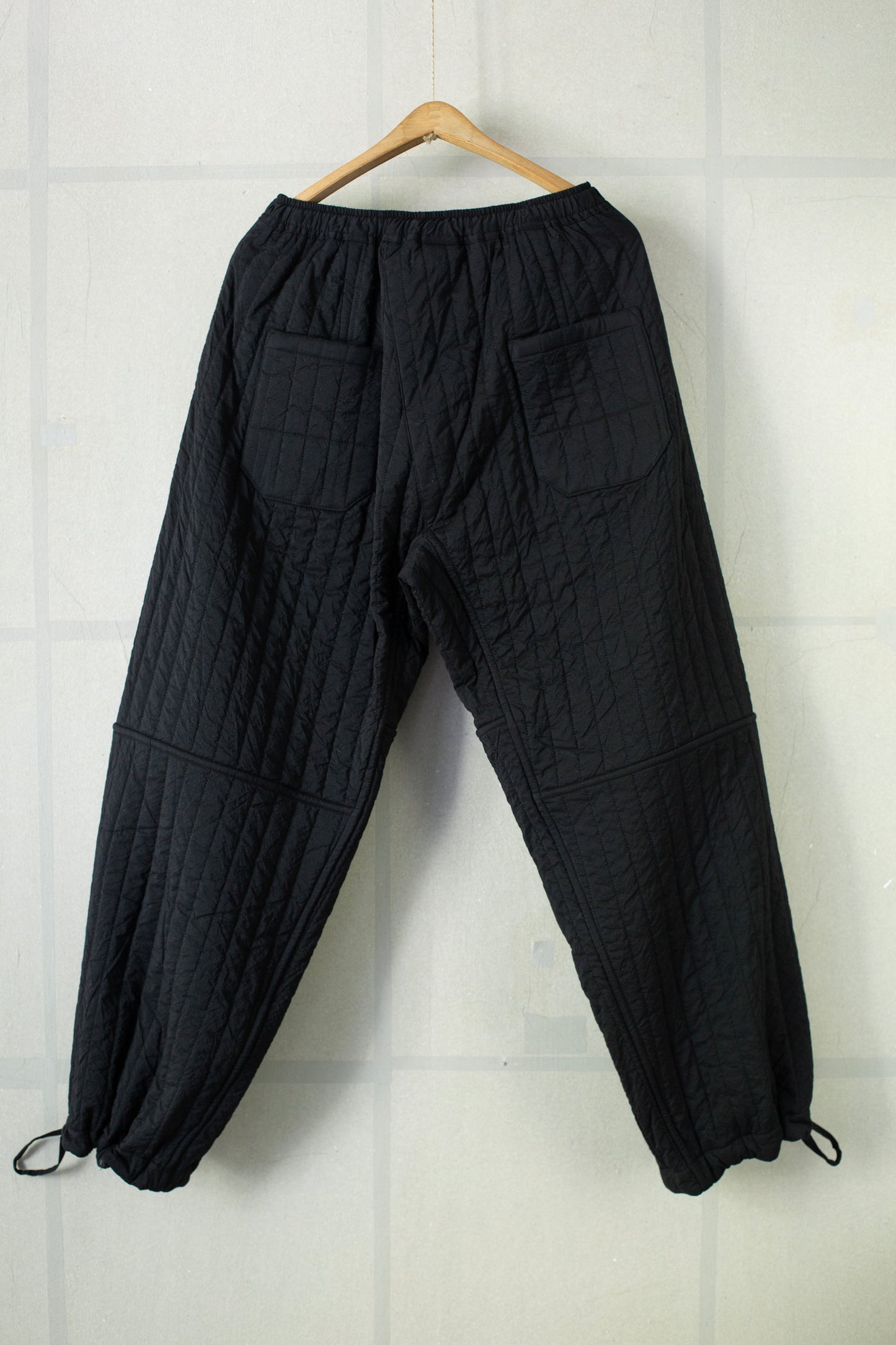 TROUSERS#89 - WOOL SILK CLOTH PADDED DEEP BLACK